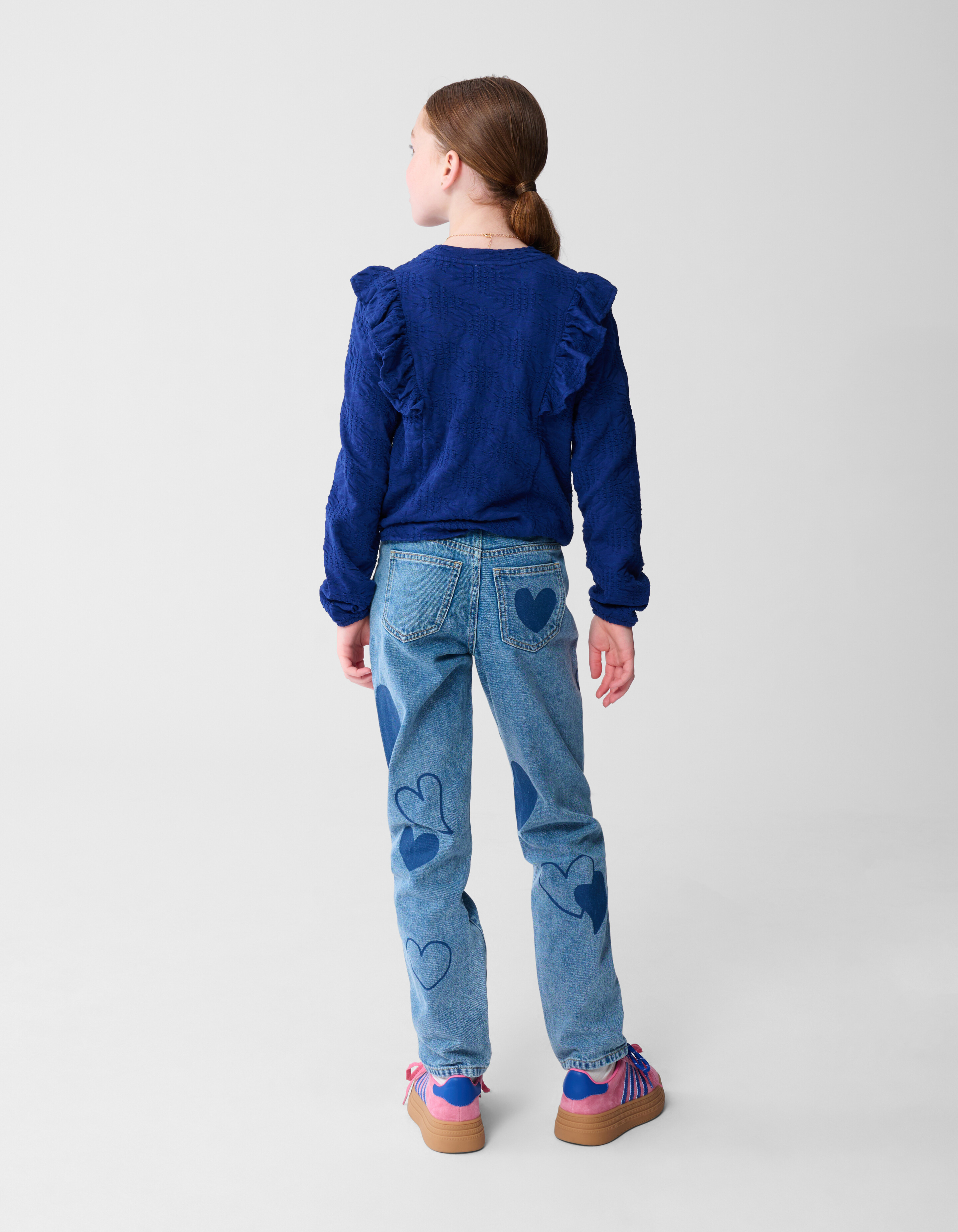 R&uuml;schen-Langarmshirt Dunkelblau SHOEBY GIRLS