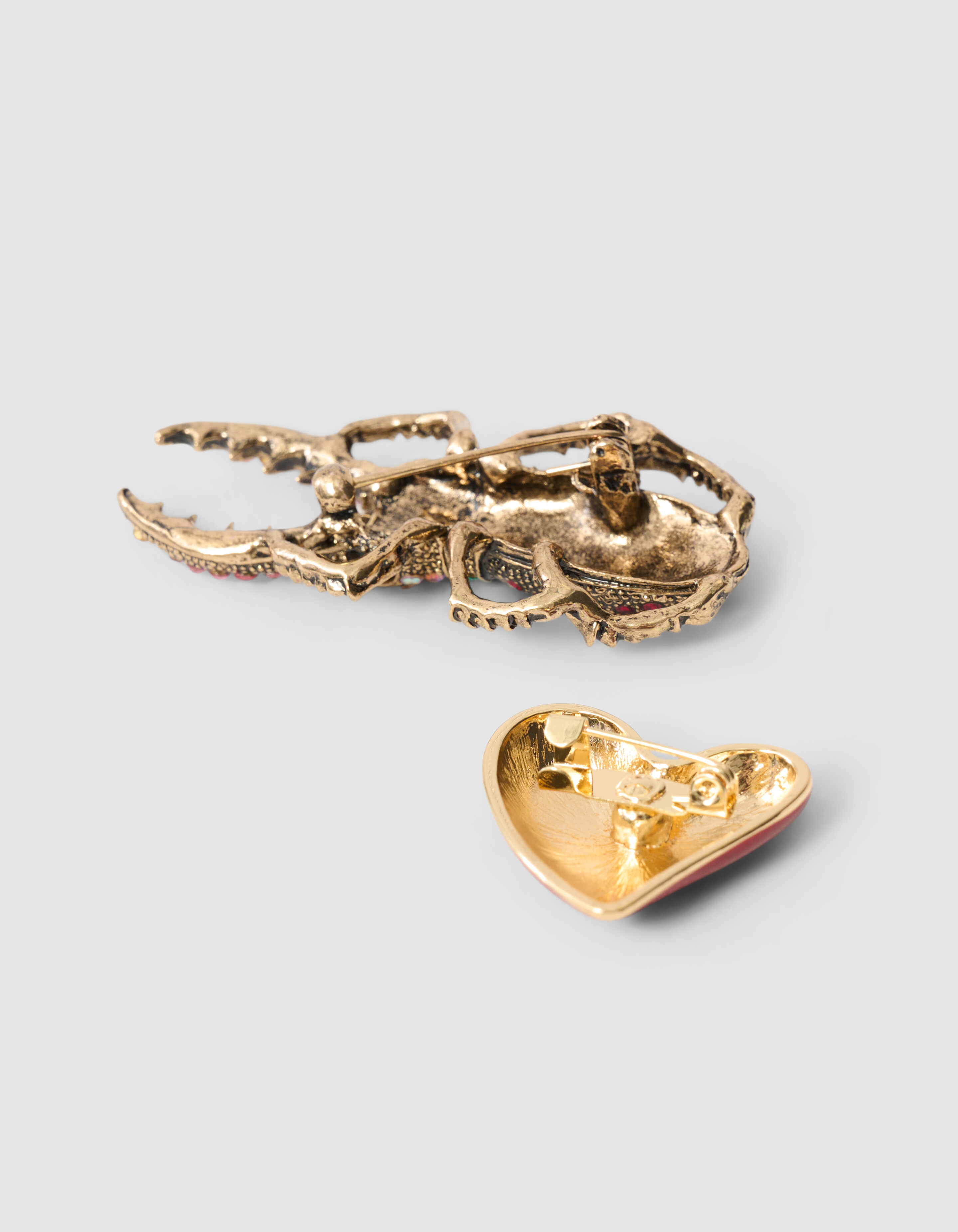 Herz-K&auml;fer-Broschen-Set Rot SHOEBY ACCESSOIRES