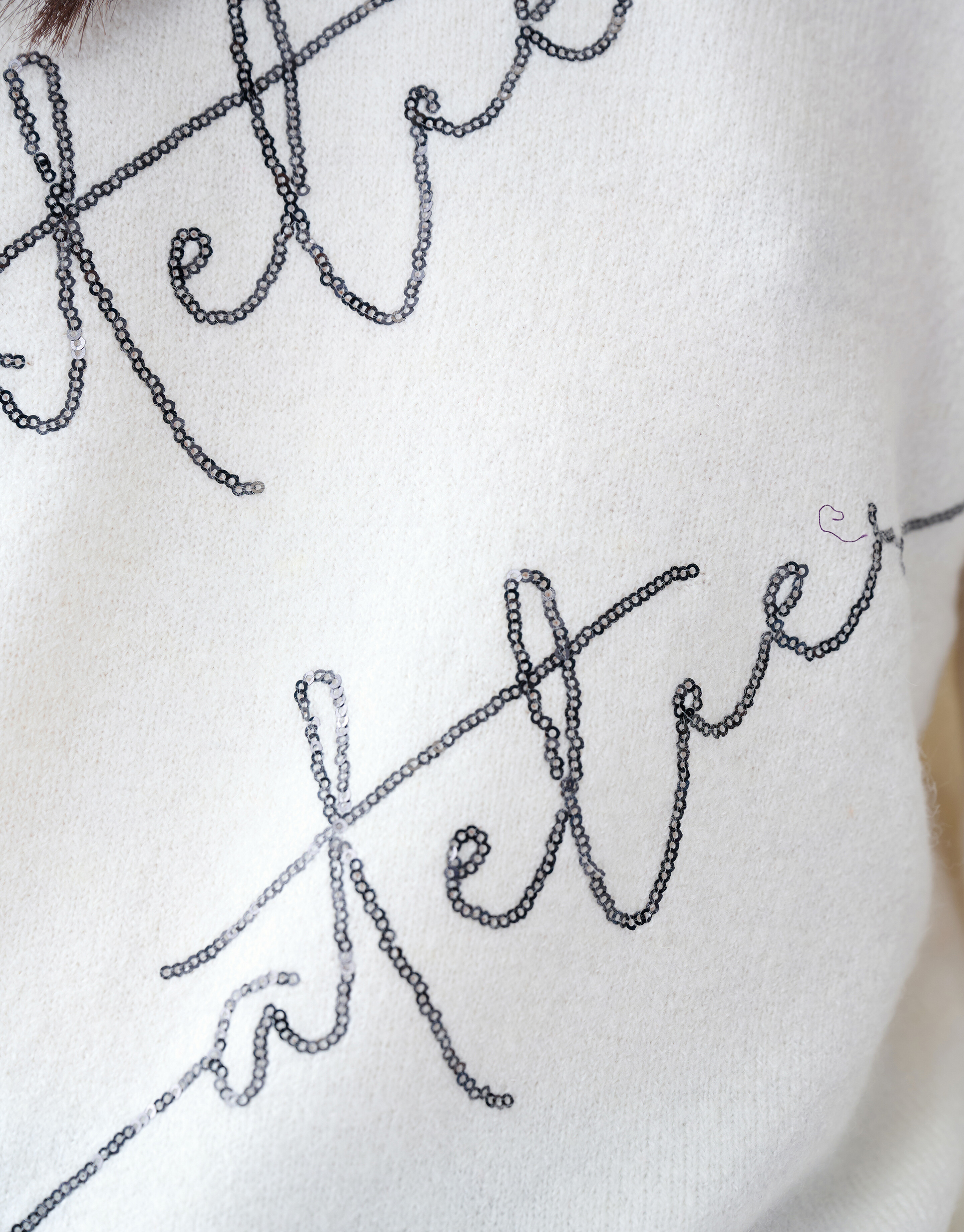 Pailletten Pullover Off White SHOEBY WOMEN