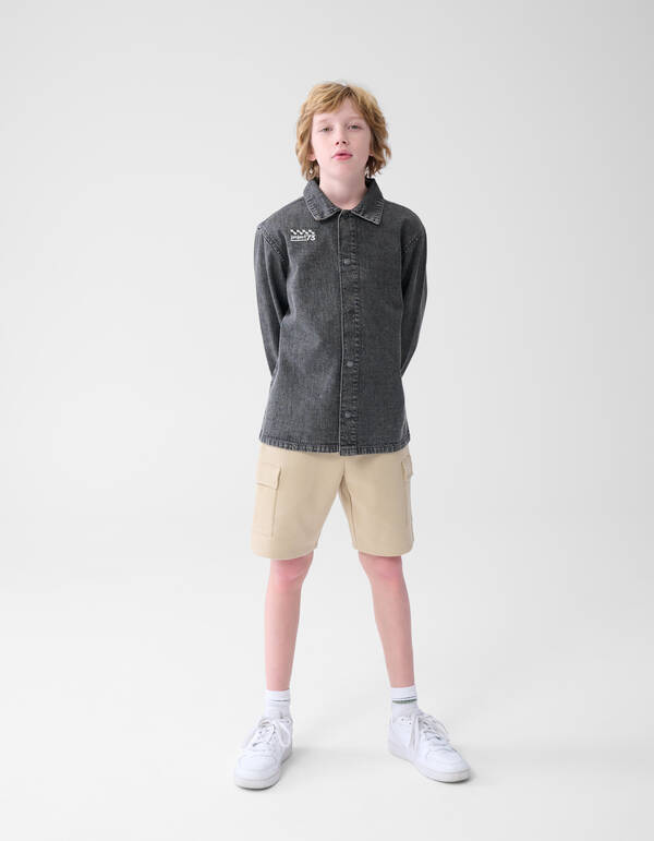 Denim Washed Overshirt Dunkelgrau SHOEBY BOYS