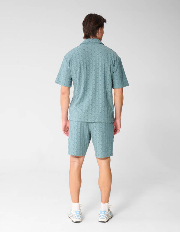 Logo-Frottee-Overshirt, Dunkelgr&uuml;n SHOEBY MEN