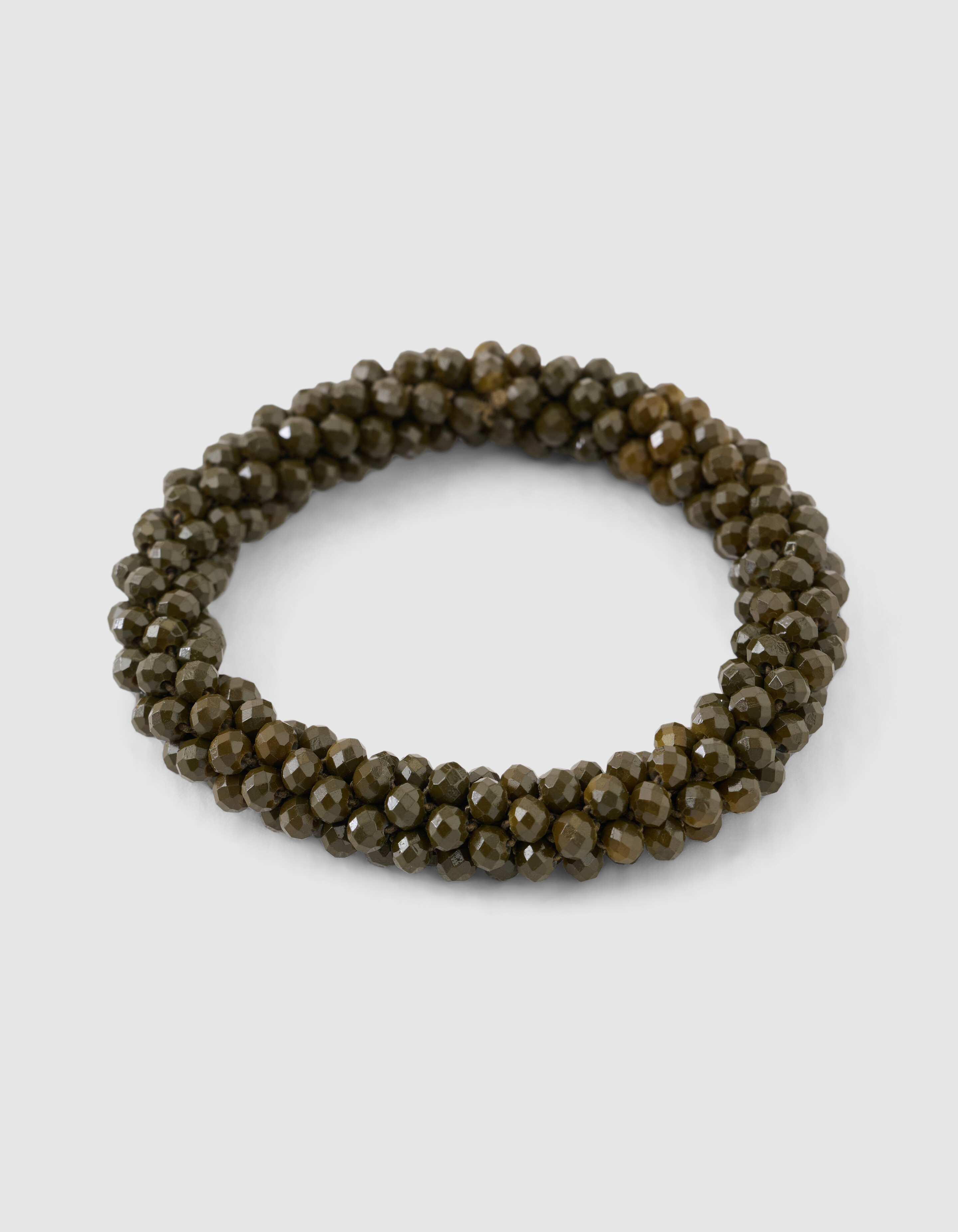 Perlenbesetzte Haarelastiek Khaki SHOEBY ACCESSOIRES