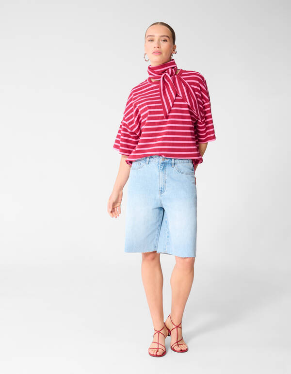 Schal Gestreiftes T-Shirt Rosa/Rot SHOEBY WOMEN