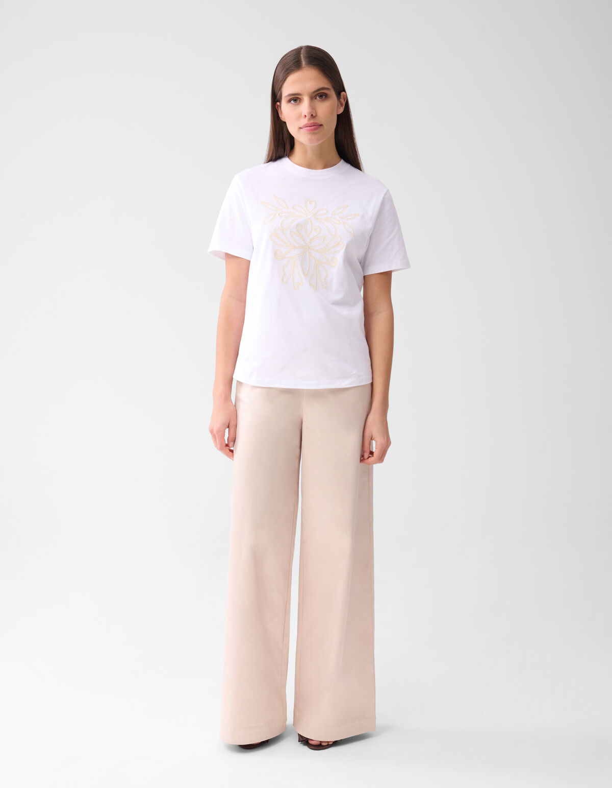Cord Embroidery T-Shirt White By Mieke SHOEBY WOMEN