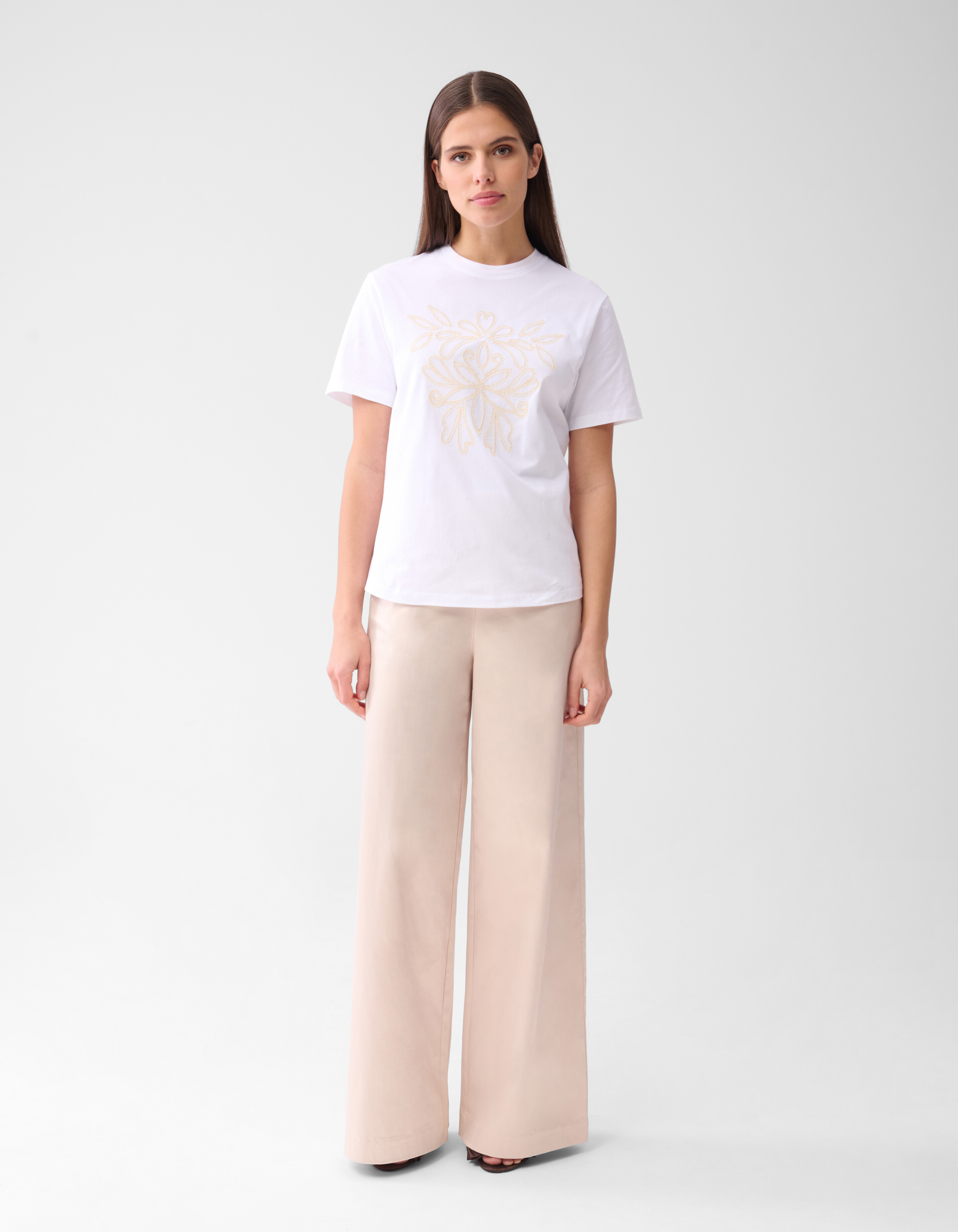 Cord Embroidery T-Shirt White By Mieke SHOEBY WOMEN