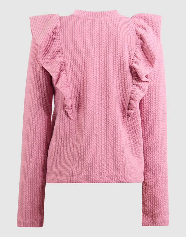Struktur R&uuml;schen-Langarmshirt Rosa SHOEBY GIRLS
