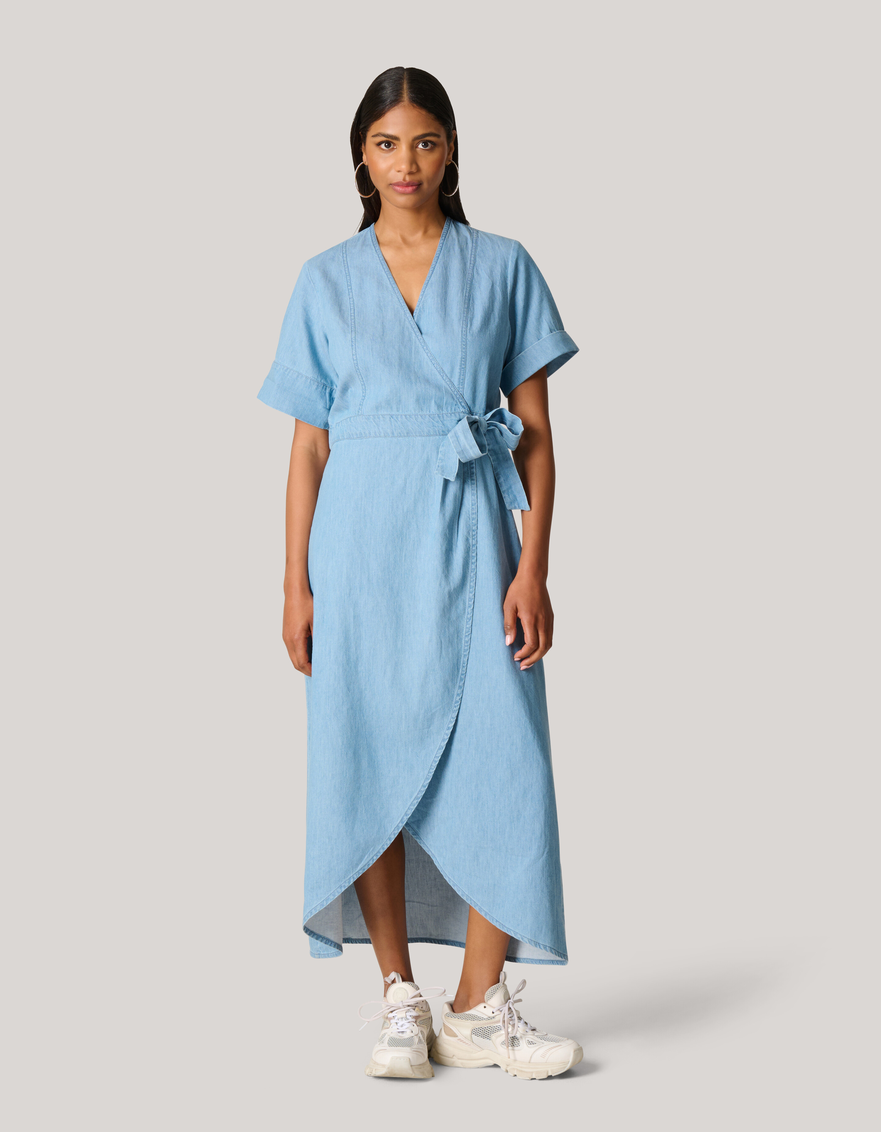 Denim Overslag Maxi Jurk Blauw SHOEBY WOMEN