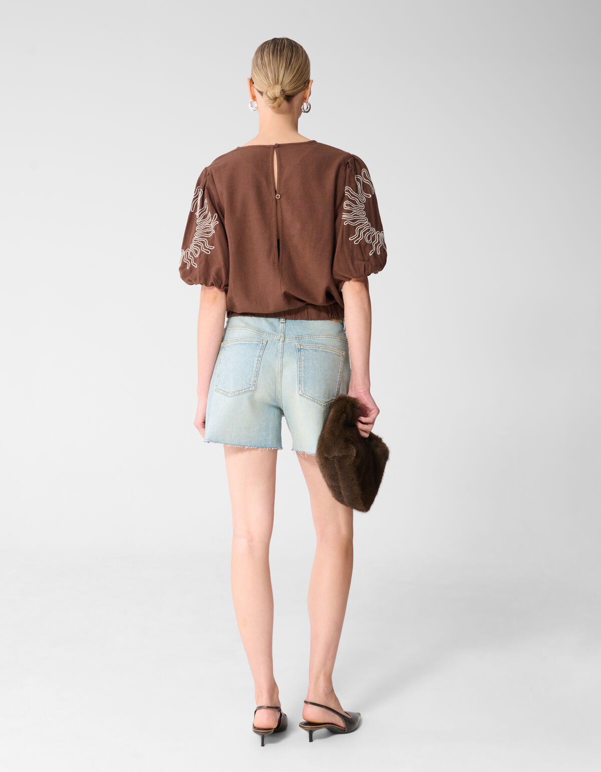 Stickerei Crop-Top Braun SHOEBY WOMEN