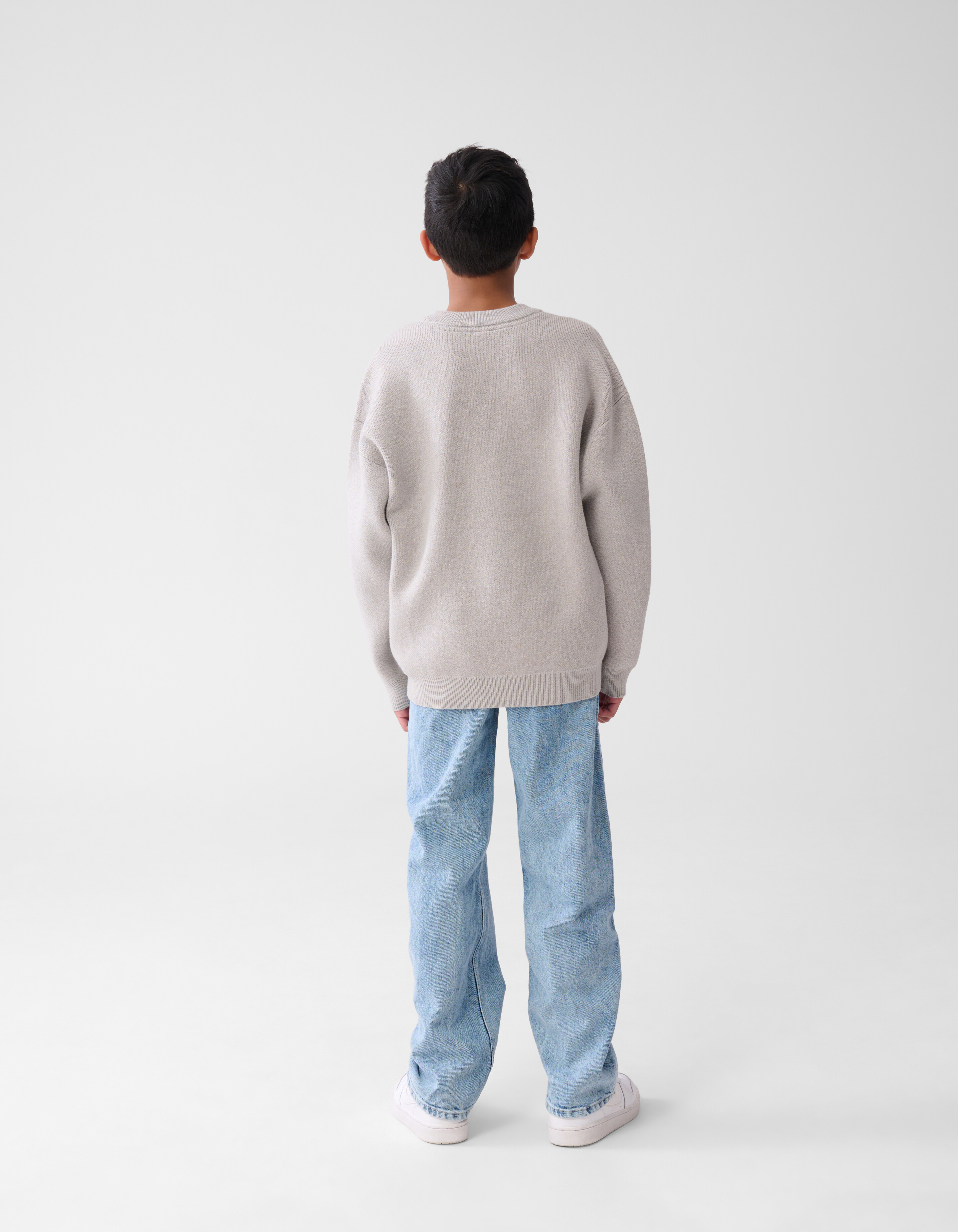 Text Gestrickter Pullover Grau SHOEBY BOYS