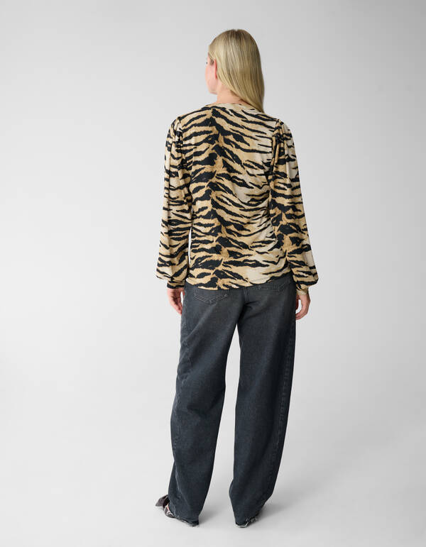 Tigerprint Rib Jersey Top Braun SHOEBY WOMEN