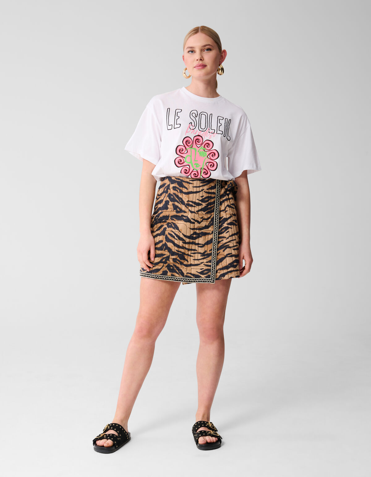 Le Soleil Kunstwerk T-shirt Wit SHOEBY WOMEN