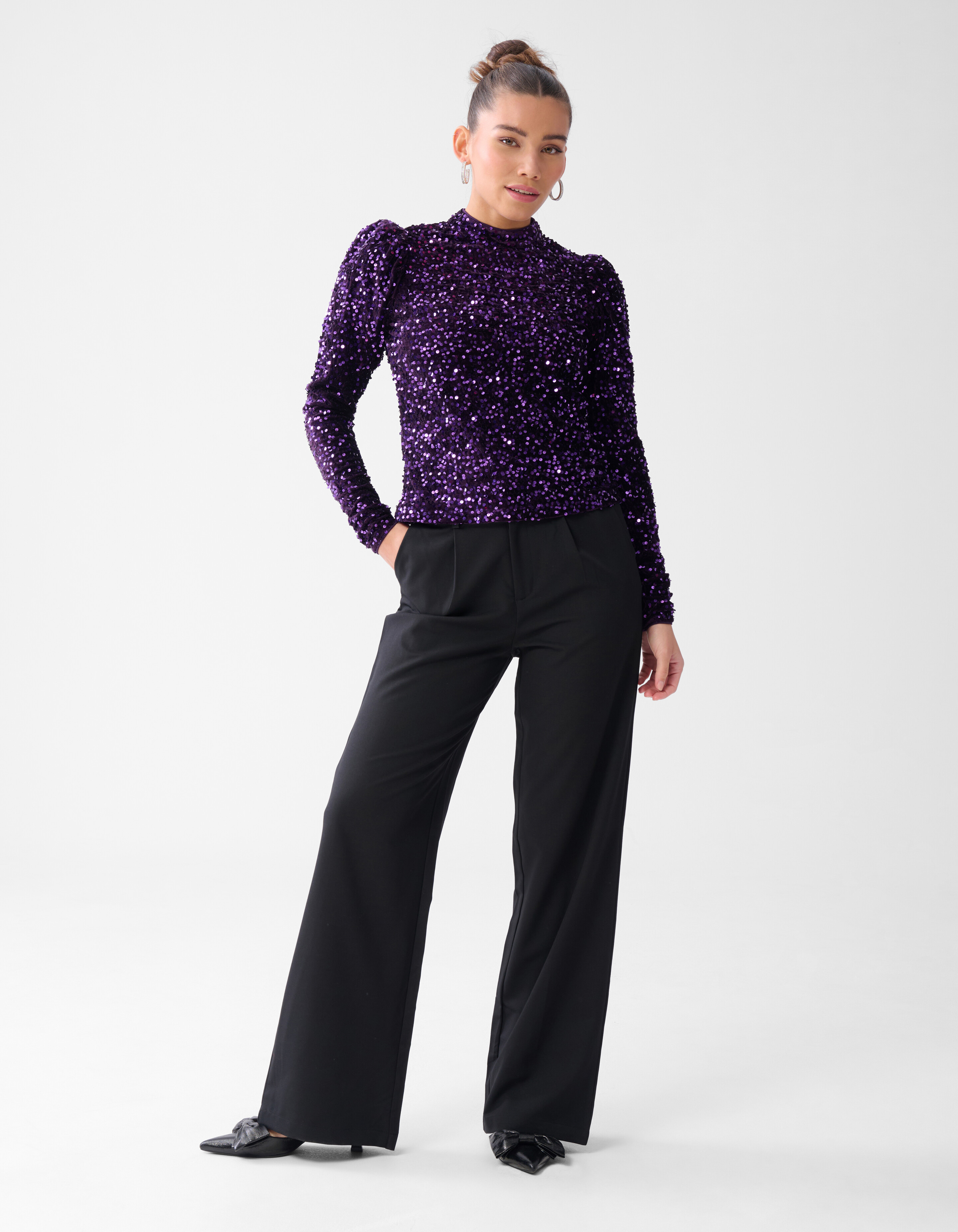 Samtpailletten Top Dunkelviolett SHOEBY WOMEN