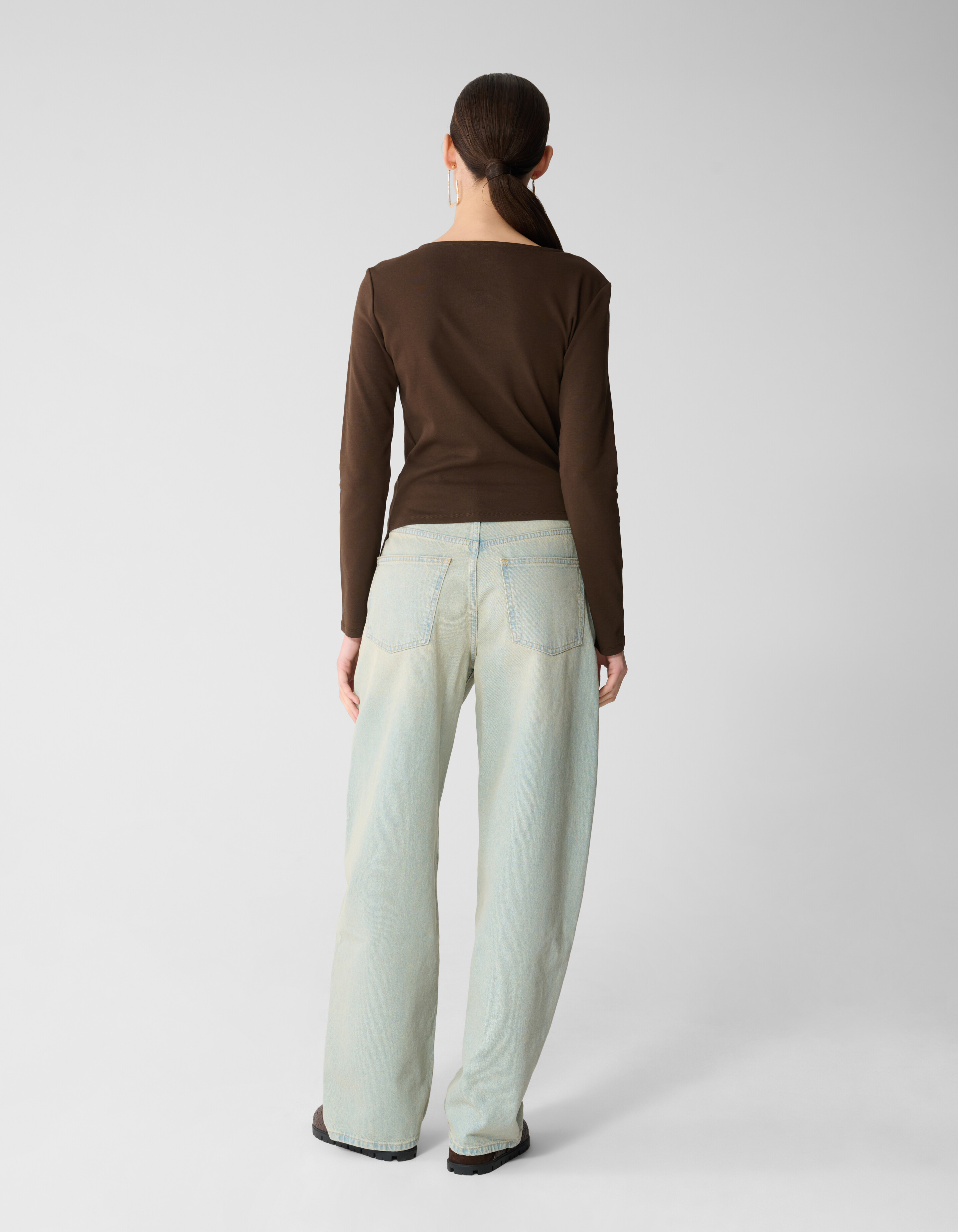 Drapiertes Langarm-Top Dunkelbraun SHOEBY WOMEN