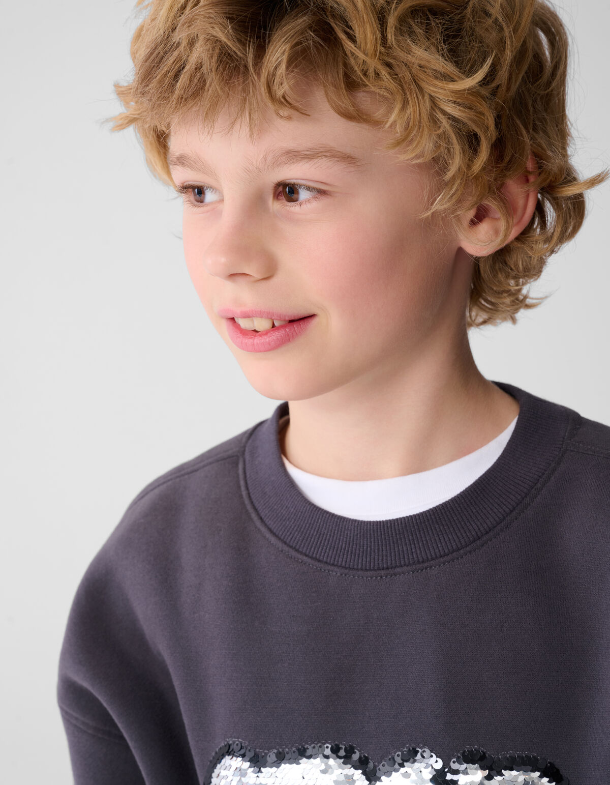 Zwei-Wege-Paillettenpullover Dunkelgrau SHOEBY BOYS