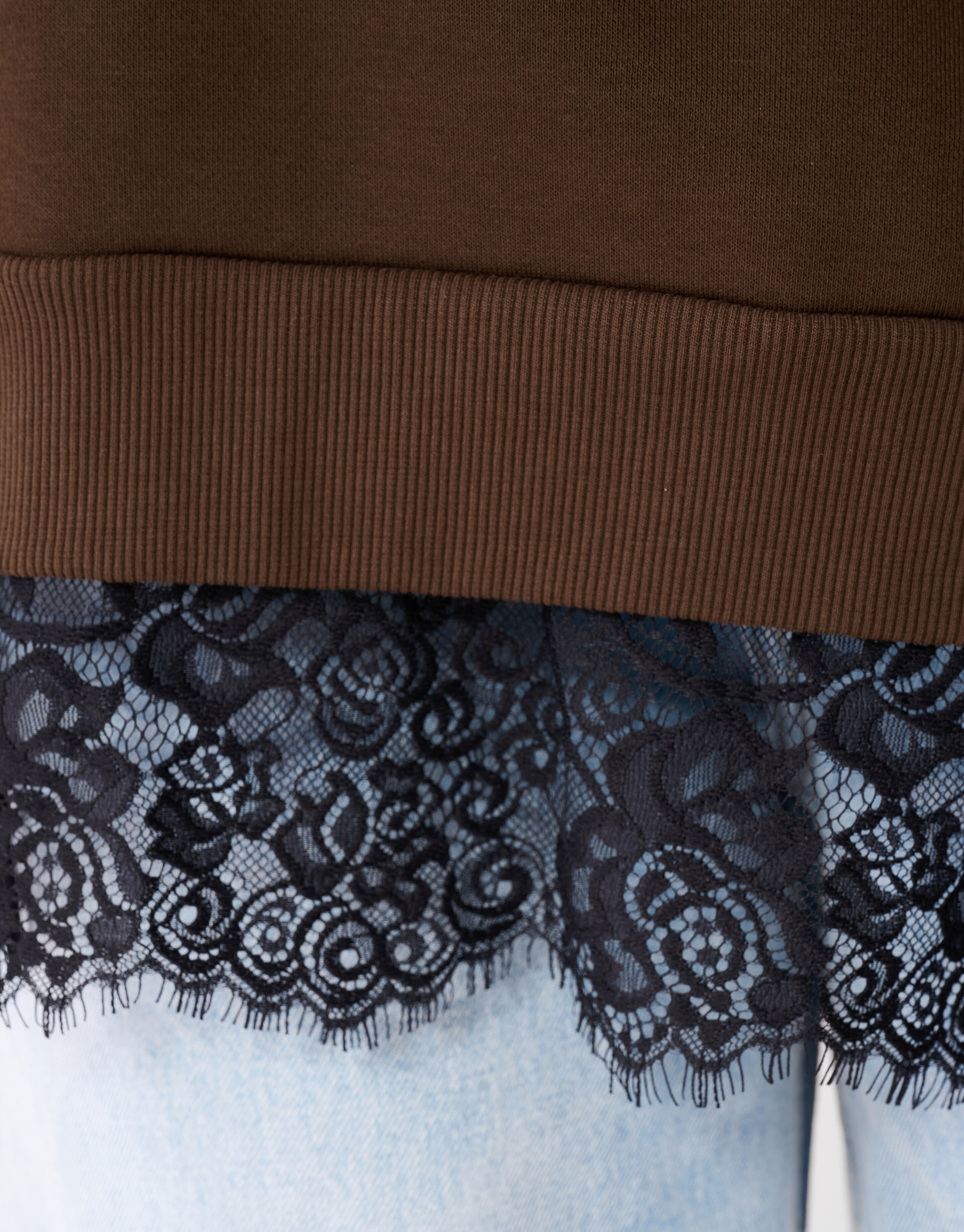 Kanten Oversized Sweater Dunkelbraun SHOEBY WOMEN