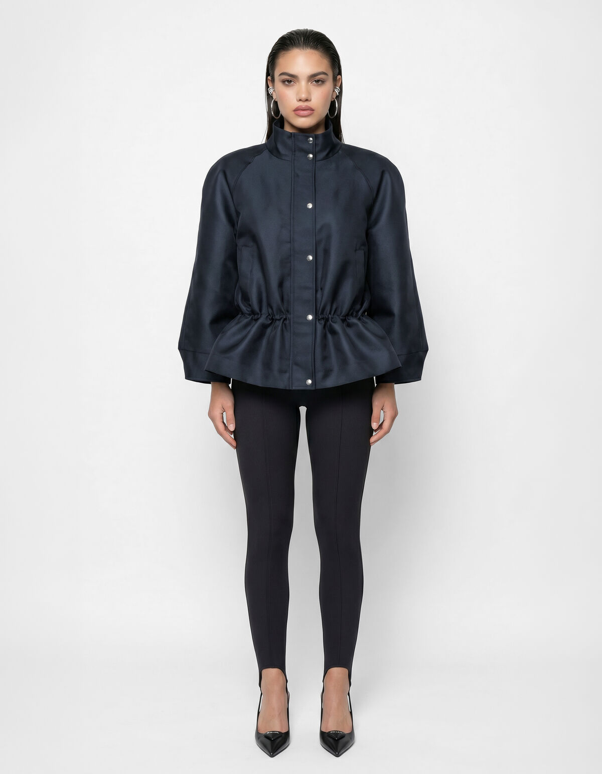 Jacke aus Satin-Twill mit Kordelzug Schwarz SHOEBY WOMEN