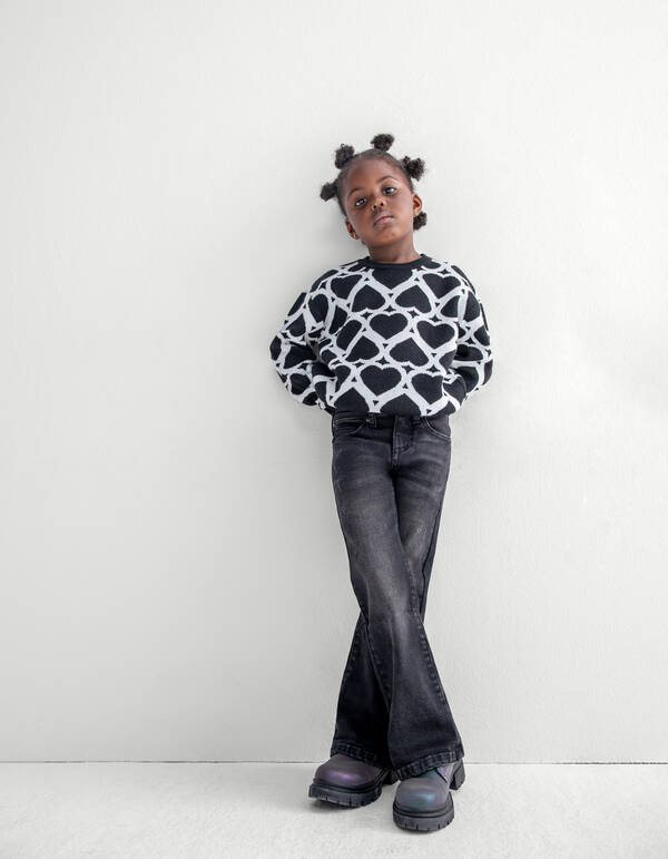 Flared Denim Jeans Schwarz SHOEBY GIRLS