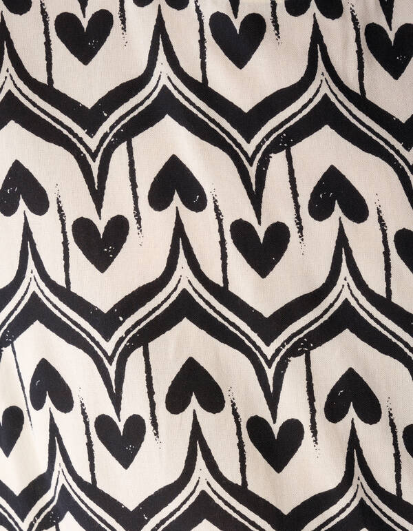 Heart Print Top Gebrochen Wei&szlig;/Schwarz SHOEBY GIRLS