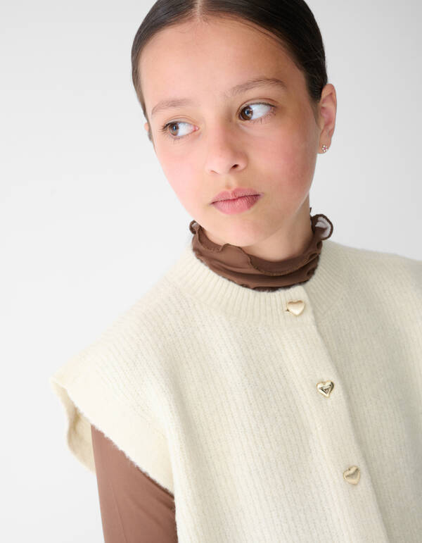 Gestrickte, &auml;rmellose Strickjacke in gebrochenem W SHOEBY GIRLS