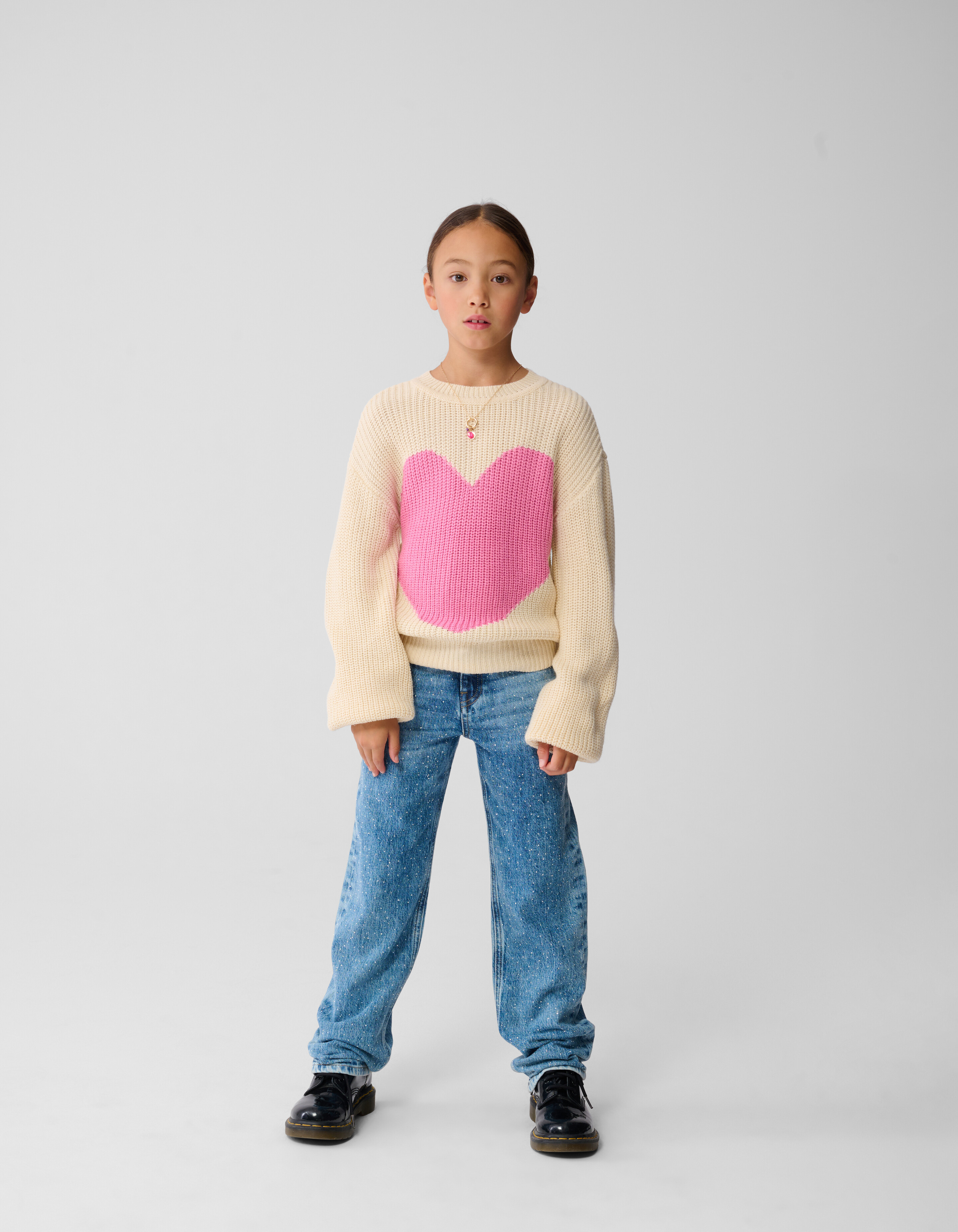 Pullover mit gro&szlig;em Herz Sand SHOEBY GIRLS