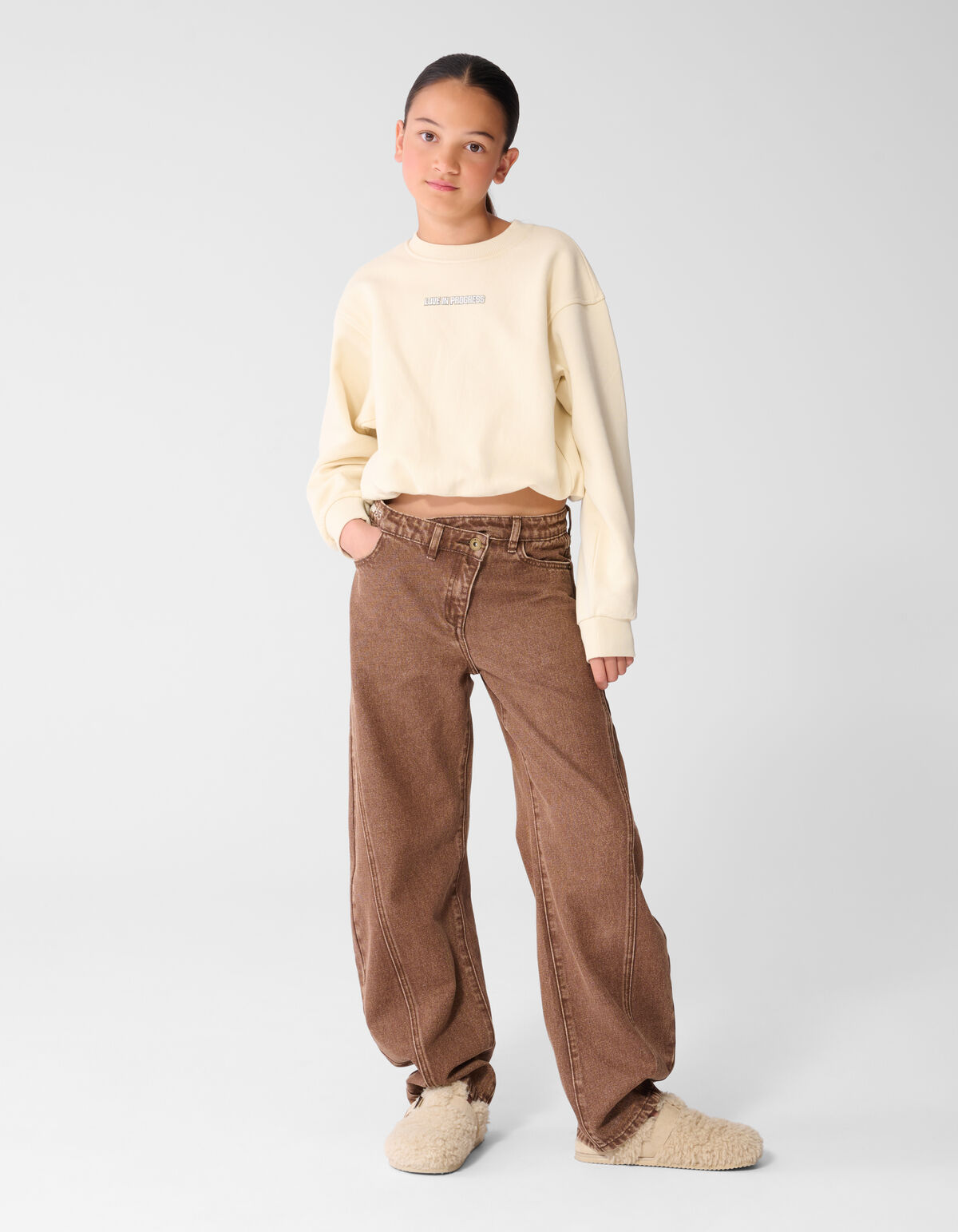 Asymmetrische Barrel-Fit-Jeans, Braun SHOEBY GIRLS