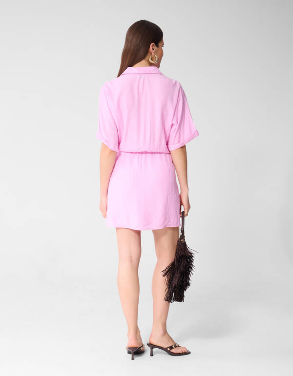 Struktur Knot Mini Kleid Rosa SHOEBY WOMEN