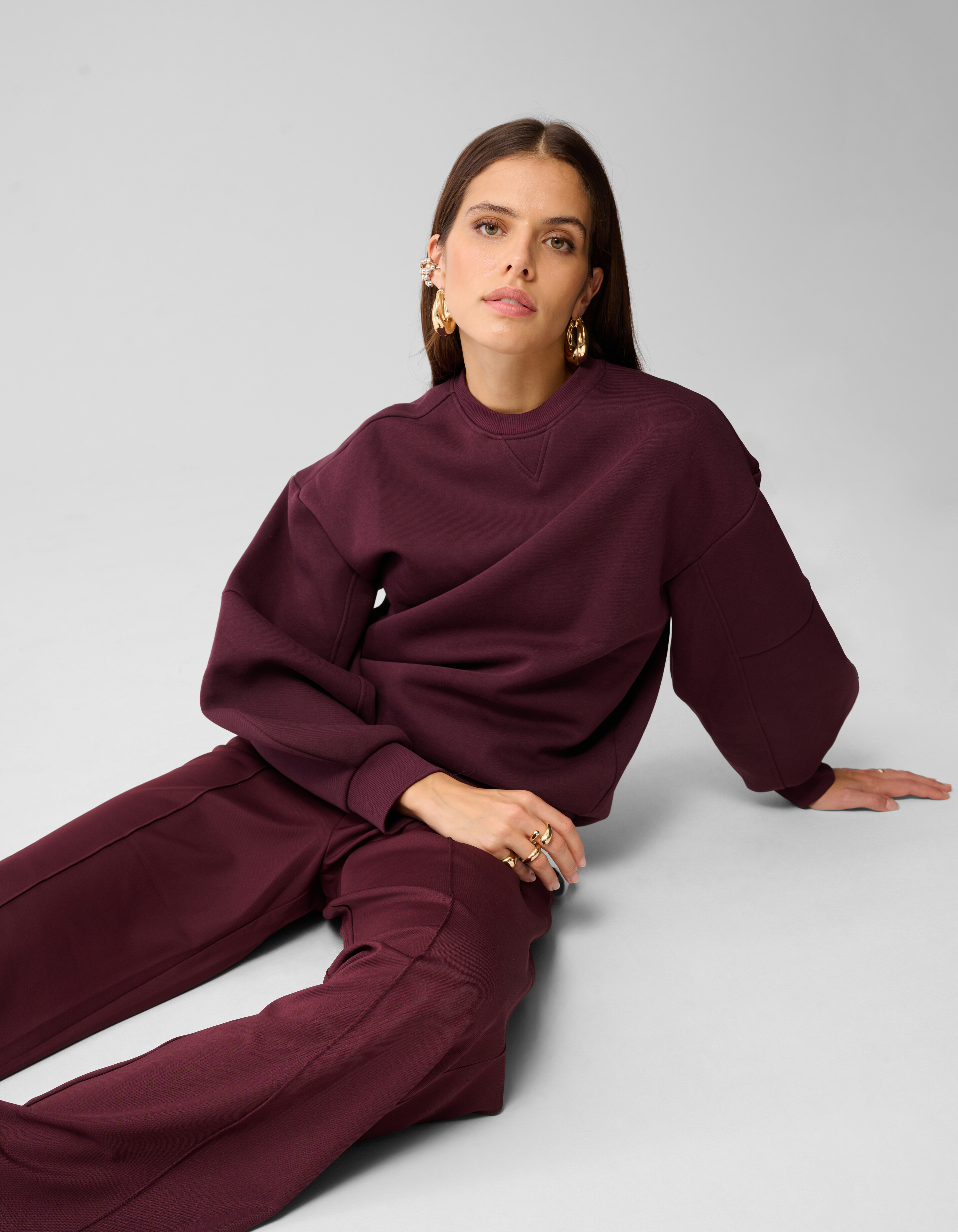 Dunkelrote Basic-Hose mit weitem Bein SHOEBY WOMEN