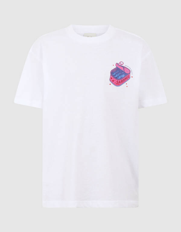 Sardinen Kunst T-Shirt Wei&szlig; SHOEBY GIRLS