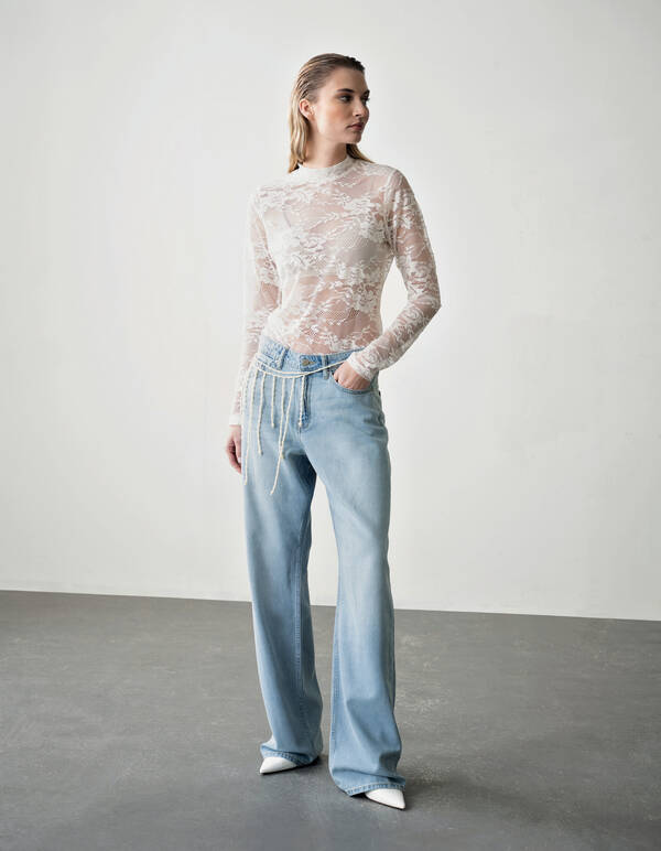 Weiche Jeans mit weitem Bein Gebleicht SHOEBY WOMEN