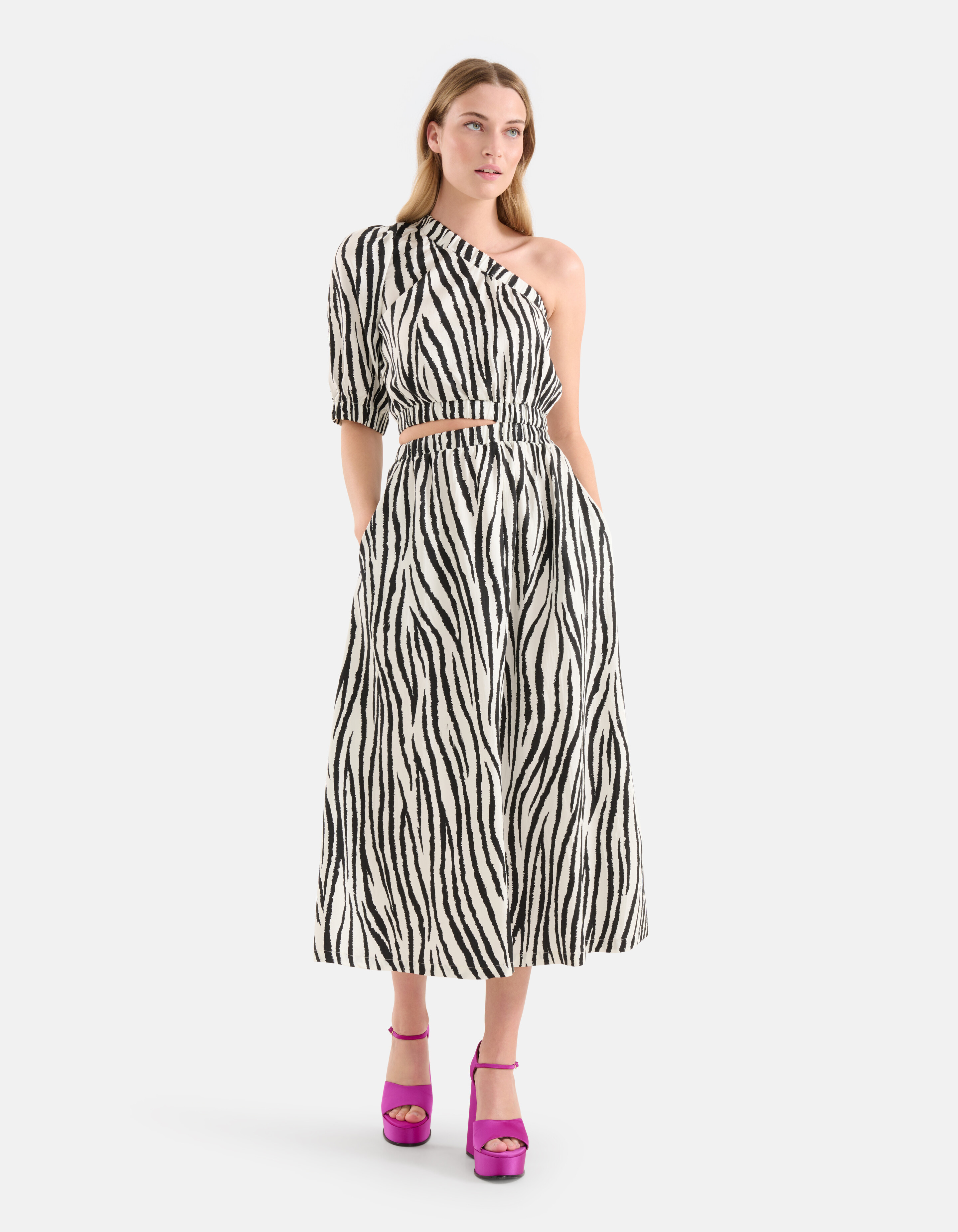 Zebra bedrucktes Kleid Schwarz/Weiß SHOEBY WOMEN