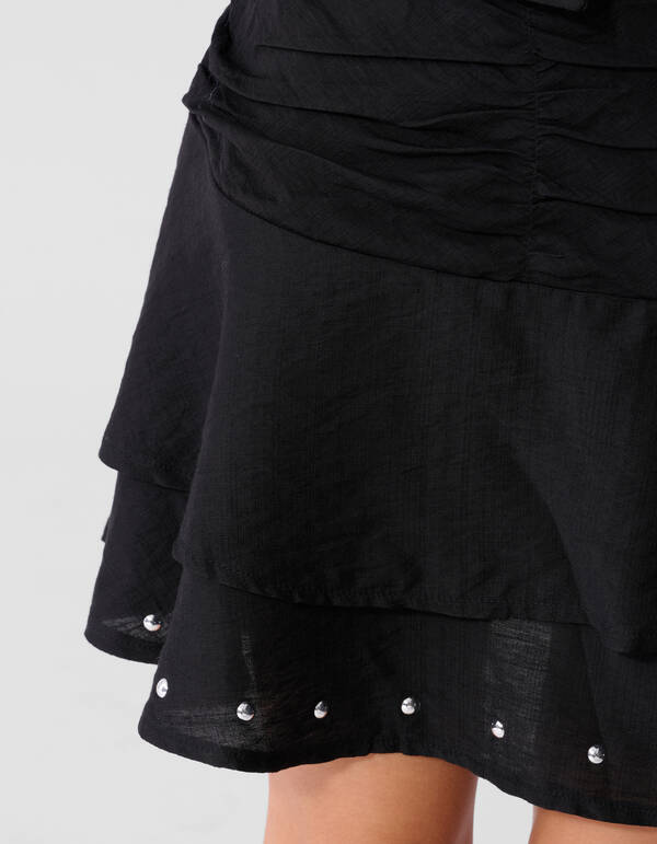 Ruffle Stud Rok Schwarz SHOEBY GIRLS