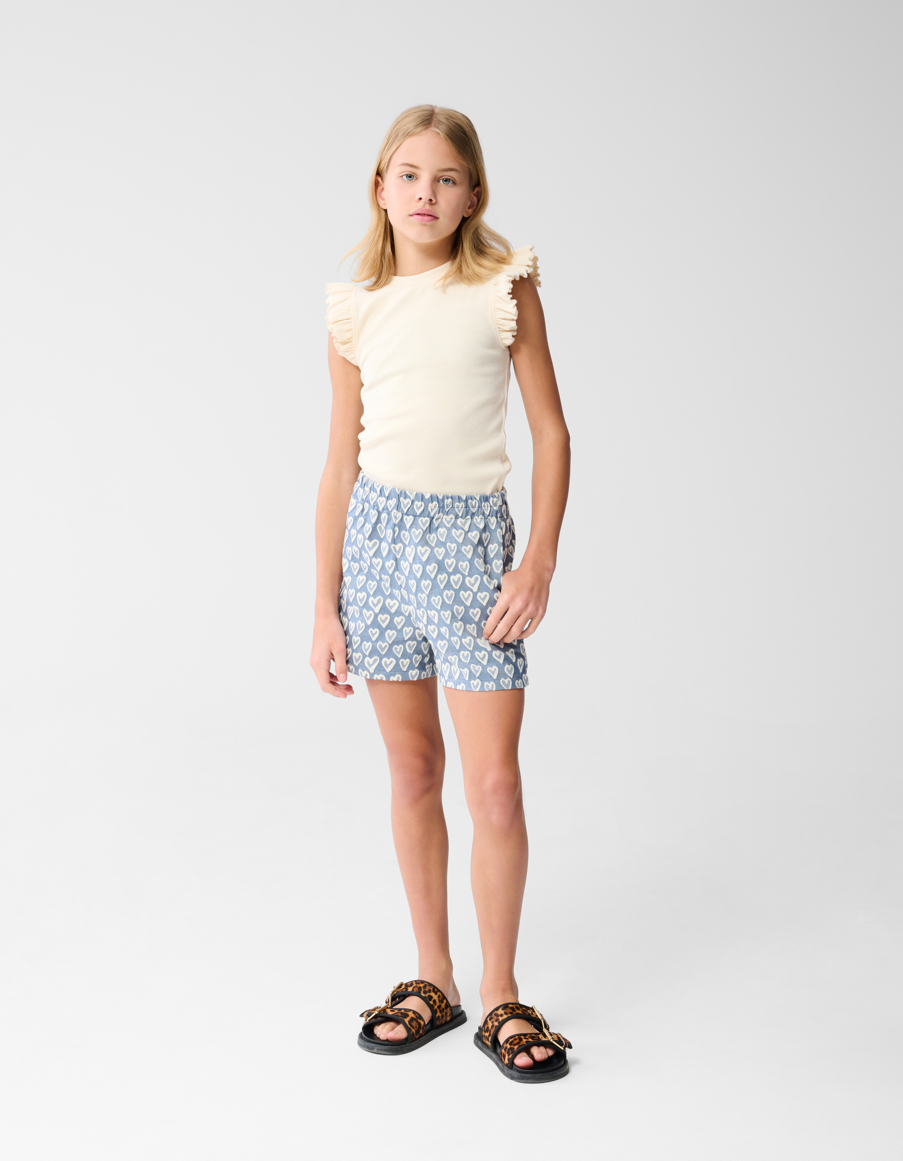 Herz-Stickerei Kurz Blauw SHOEBY GIRLS