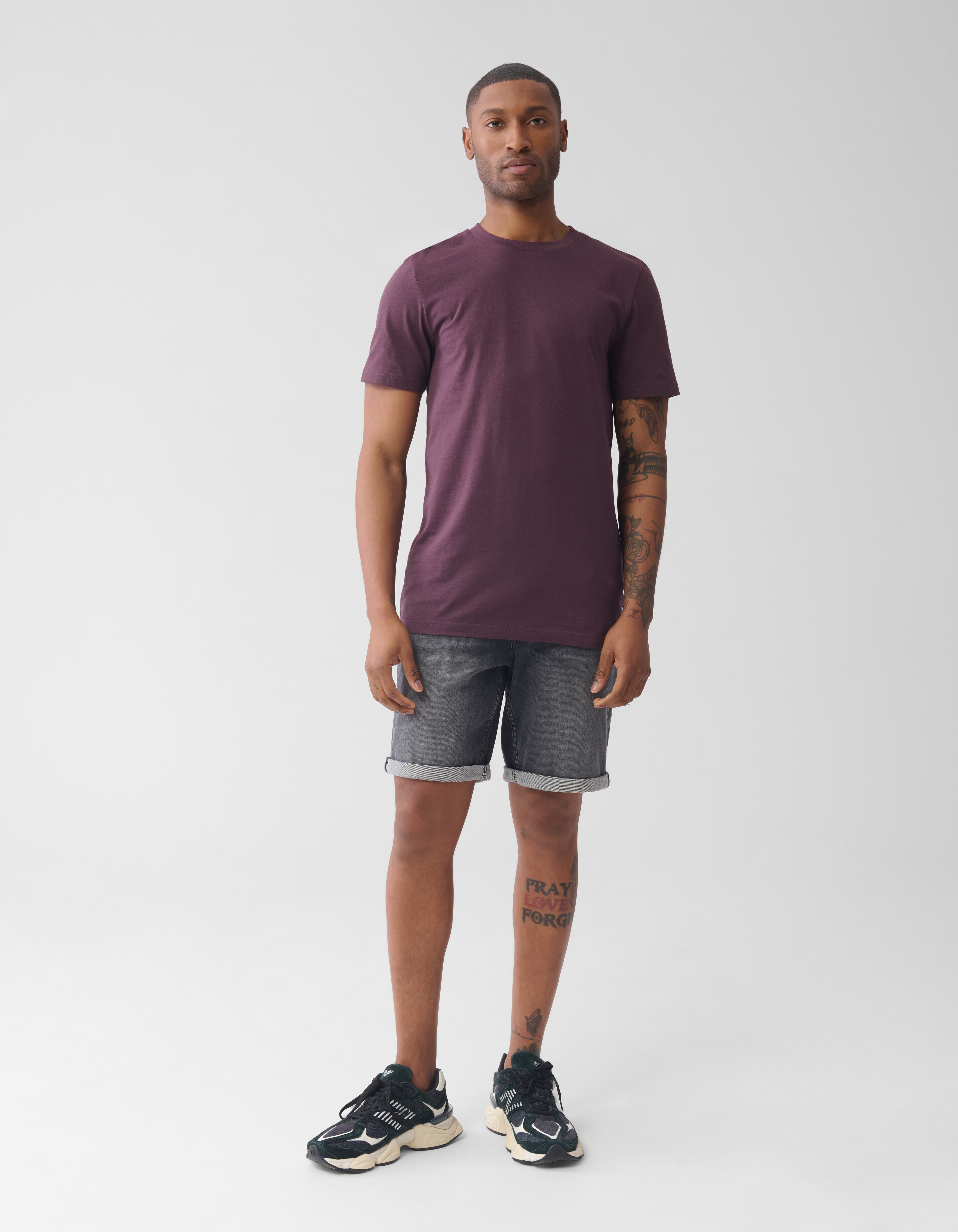 Blumen-T-Shirt Dunkelrot SHOEBY MEN