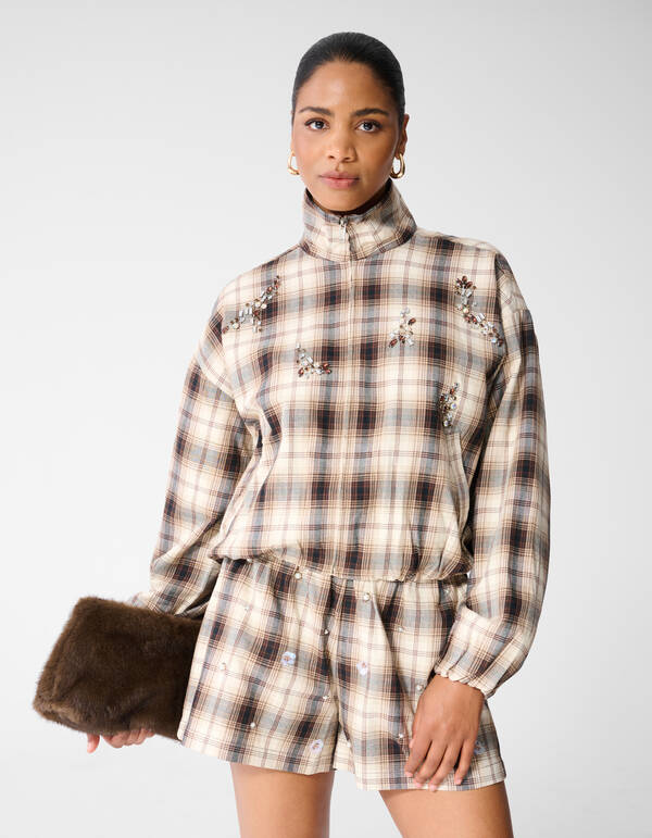 Bomberjacke mit Rautenmuster Braun SHOEBY WOMEN