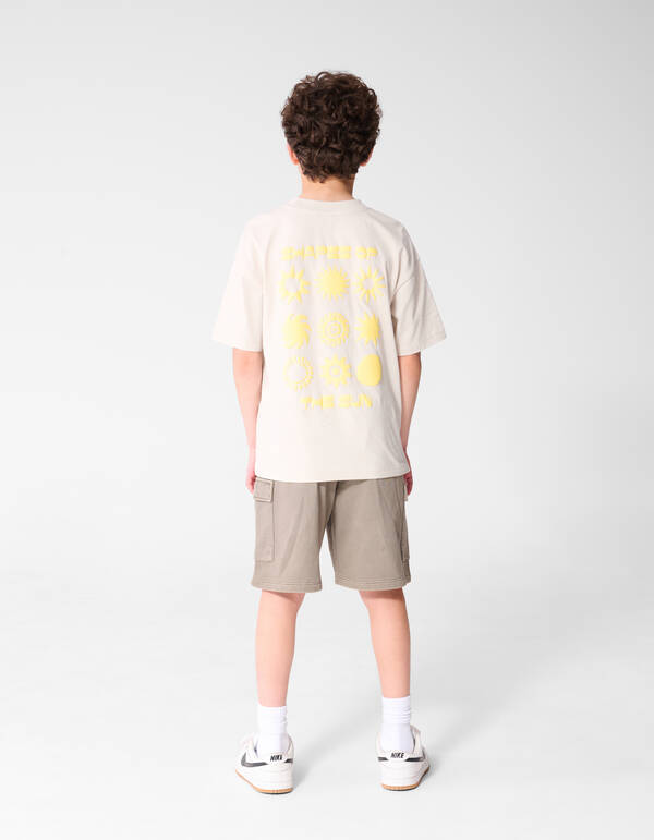 Oversized Sun Artwork T-Shirt Beige SHOEBY BOYS