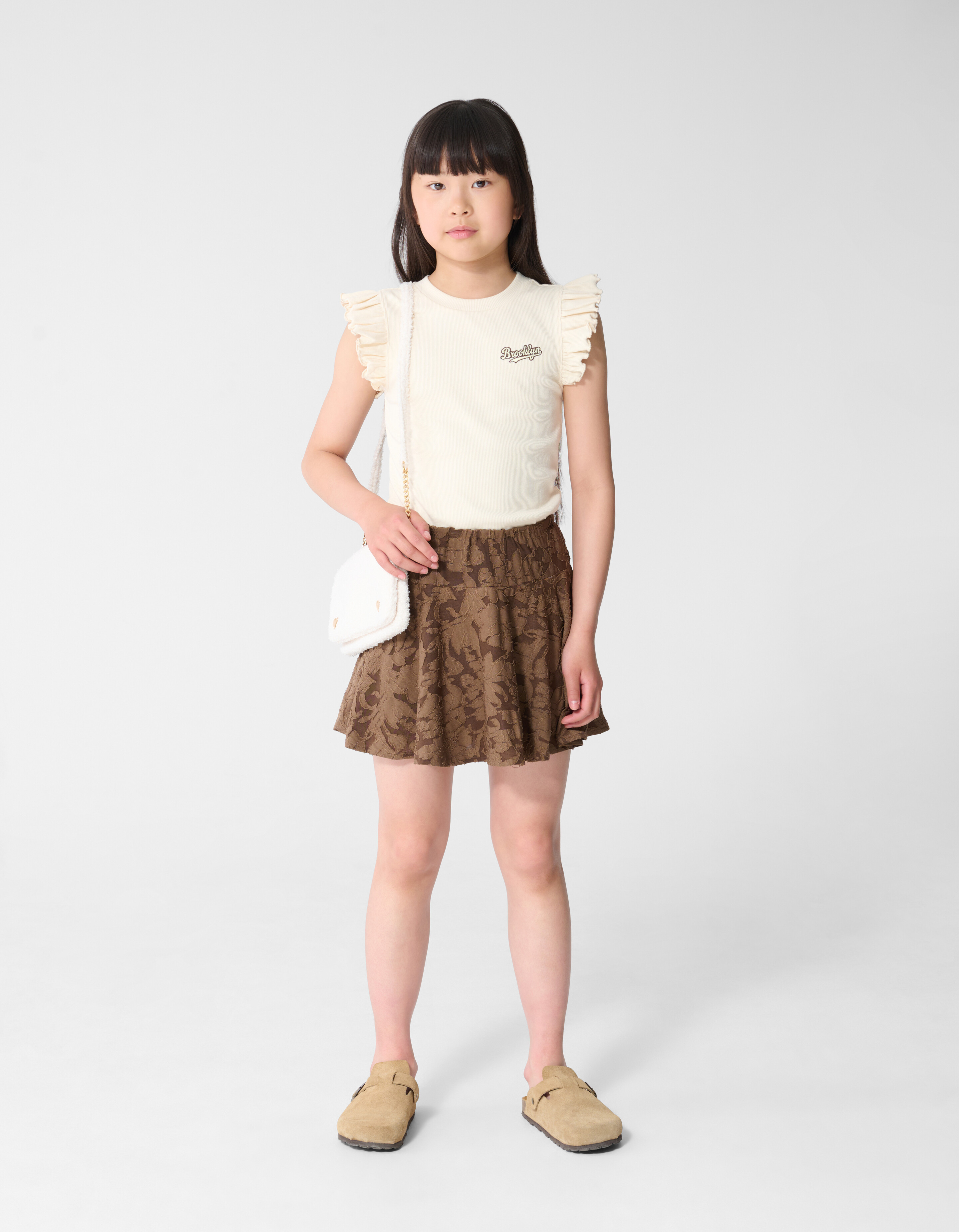 Brooklyn R&uuml;schen-Rippen-Top Gebrochenes Wei&szlig; SHOEBY GIRLS