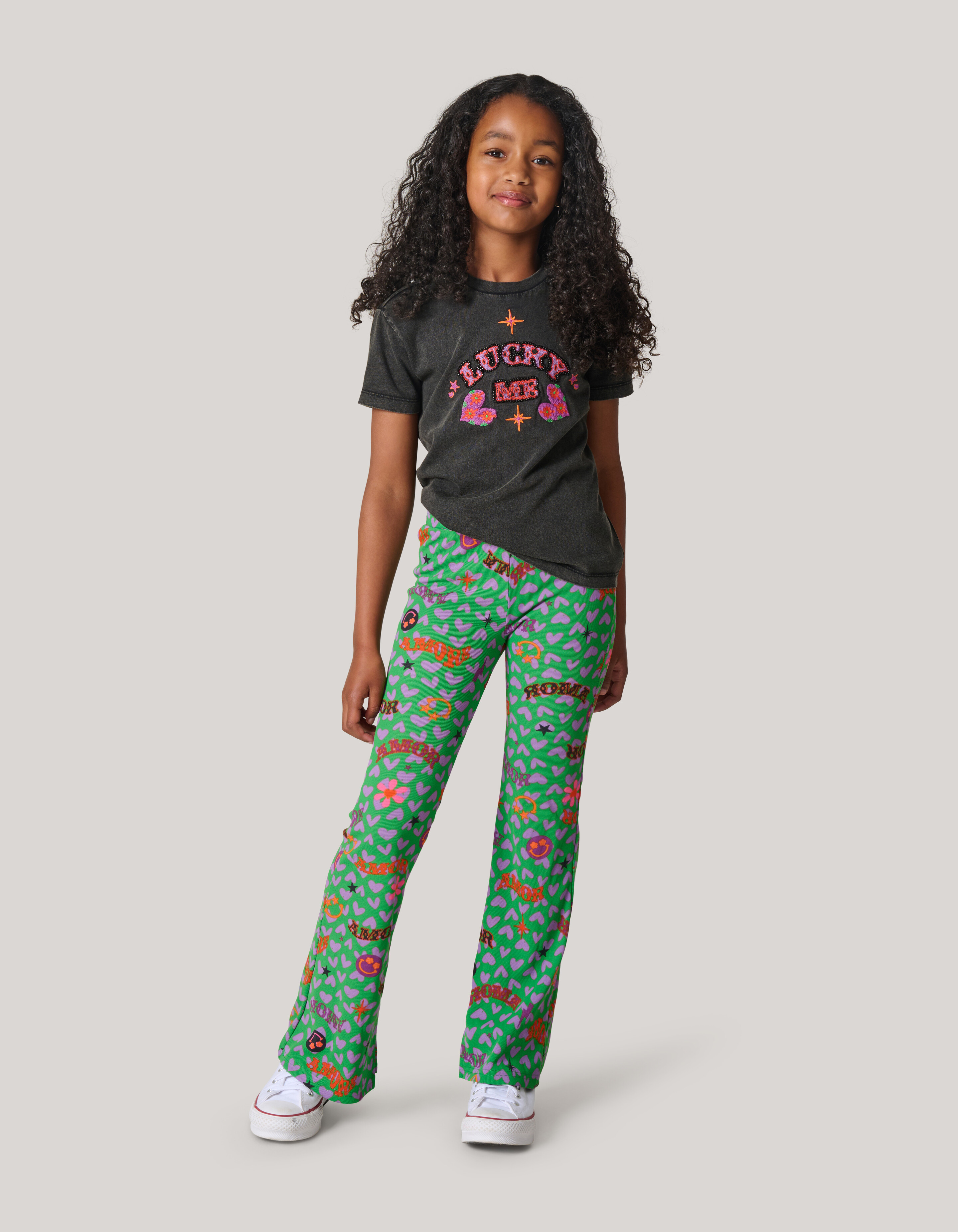 Bedruckte Rippenstrick Leggings Groen SHOEBY GIRLS