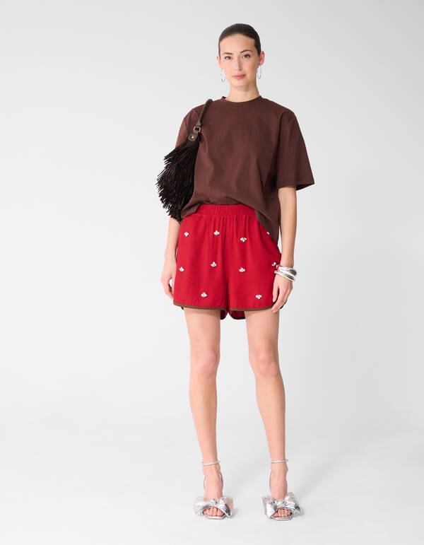 Sportliche Strass Shorts Rot SHOEBY WOMEN