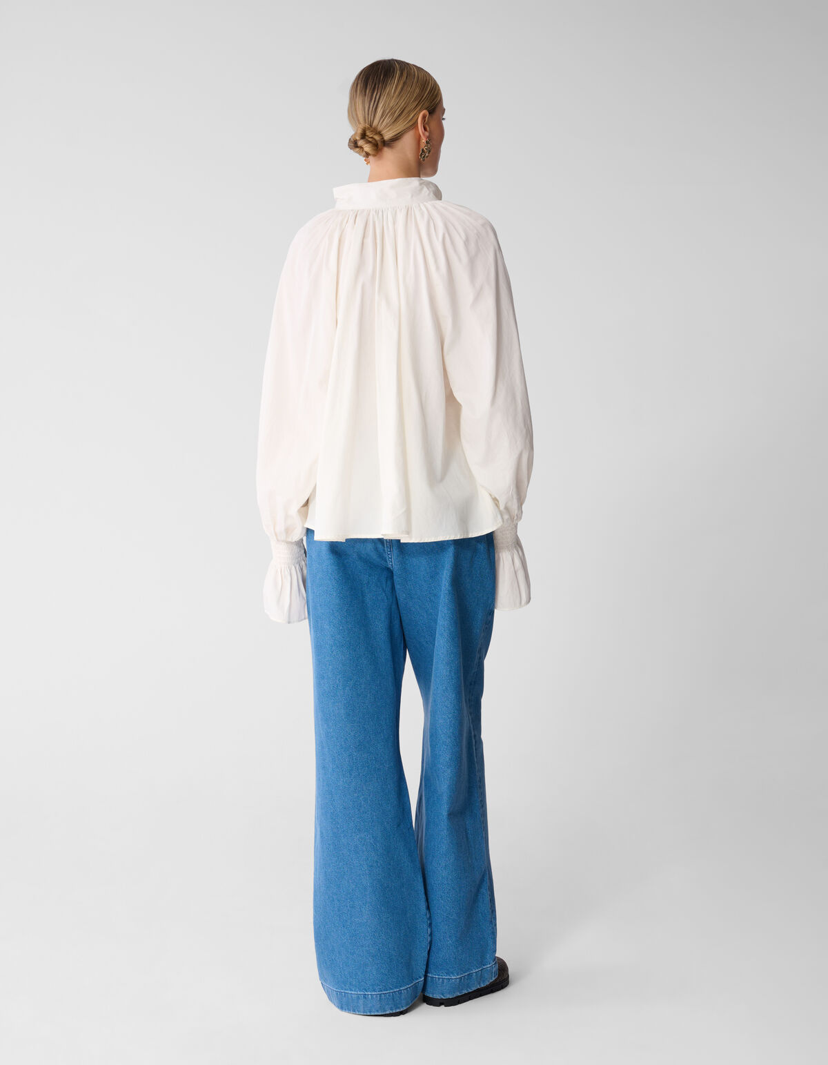 Bluse mit &uuml;bergro&szlig;en Kitt&auml;rmeln Wei&szlig; SHOEBY WOMEN