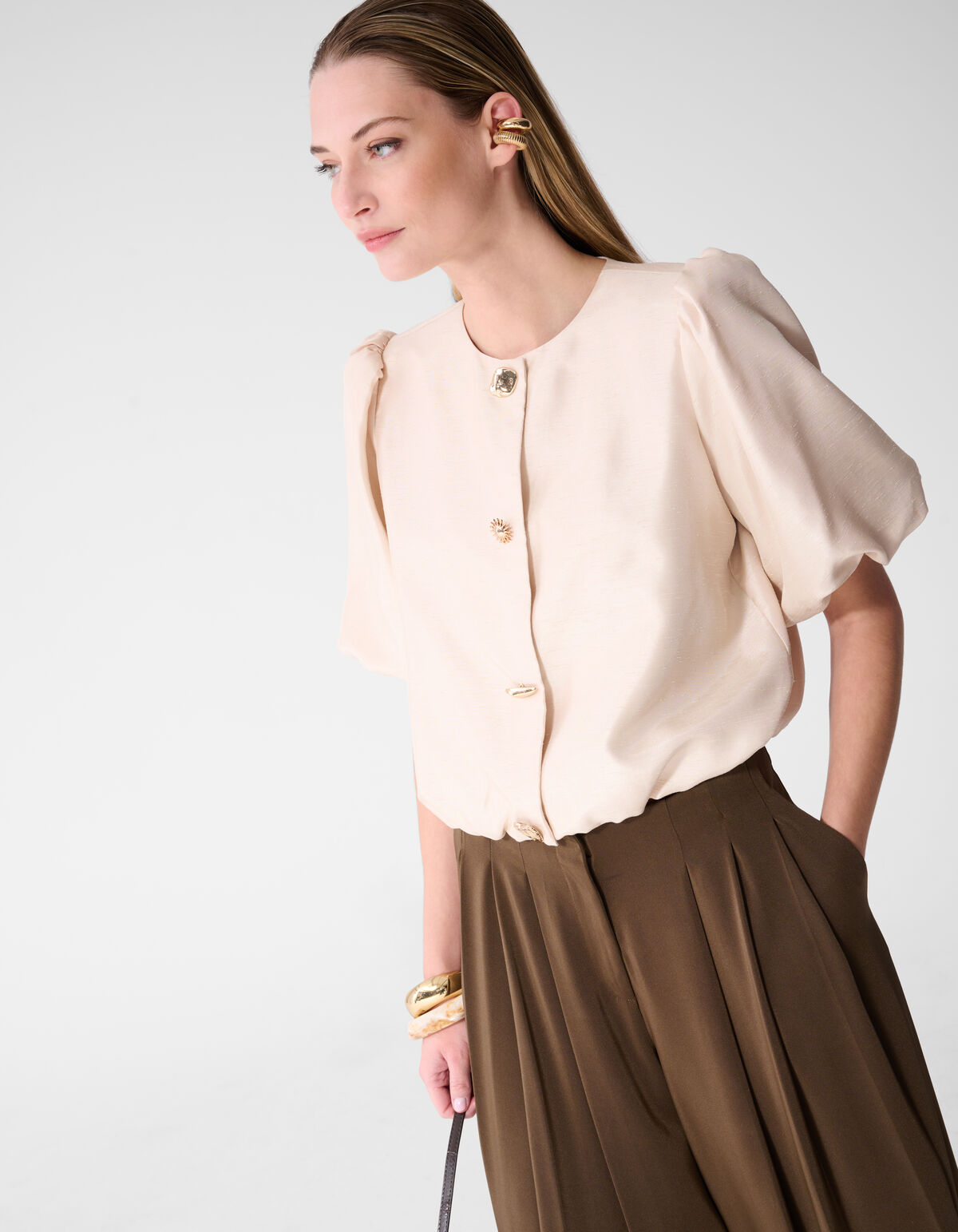 Button Bluse Gebrochen Wei&szlig; Von Fred SHOEBY WOMEN