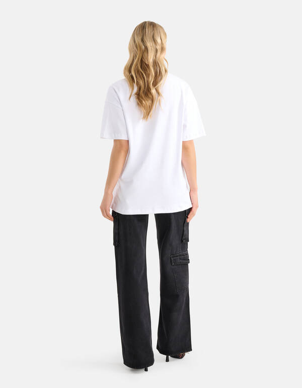 &Uuml;bergro&szlig;es Basic-T-Shirt Wit SHOEBY WOMEN
