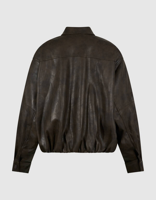 Washed Vegan Leder Bomberjacke Braun SHOEBY WOMEN