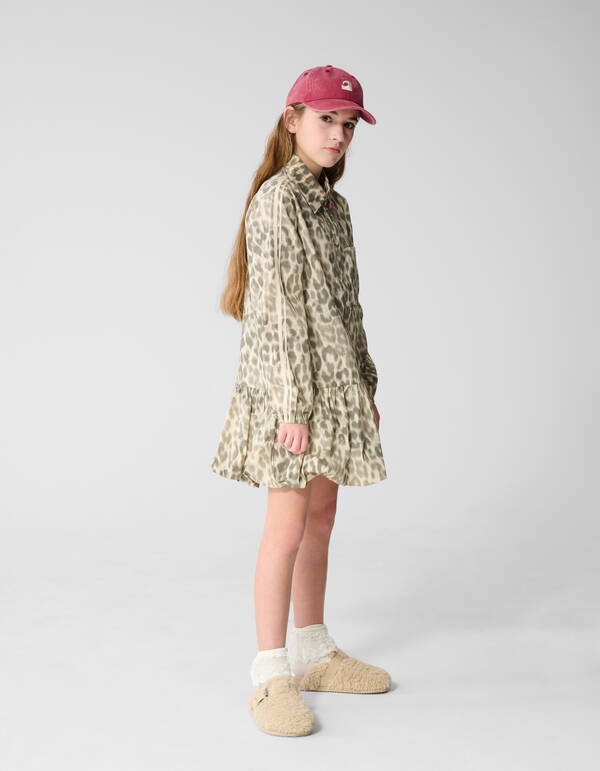 Leopard-Ballon-Minikleid Hellbraun SHOEBY GIRLS