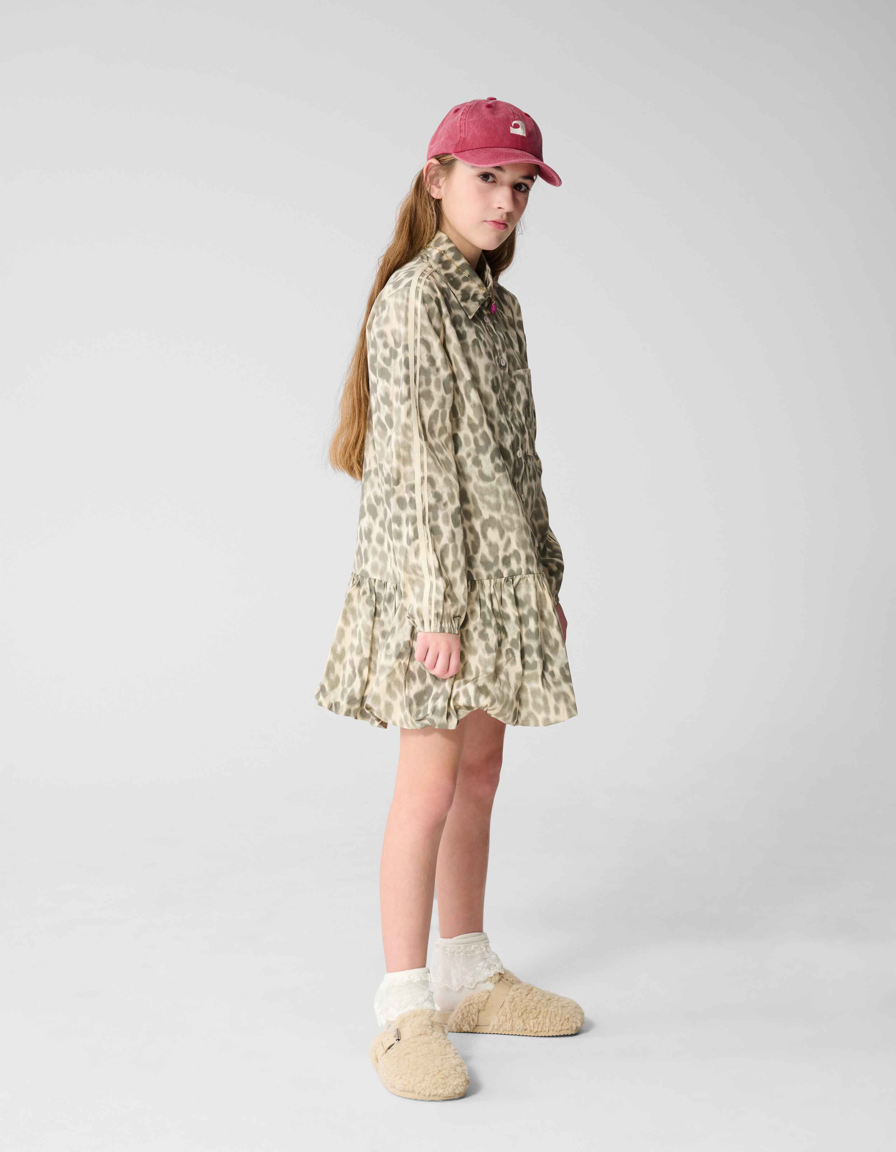 Leopard-Ballon-Minikleid Hellbraun SHOEBY GIRLS
