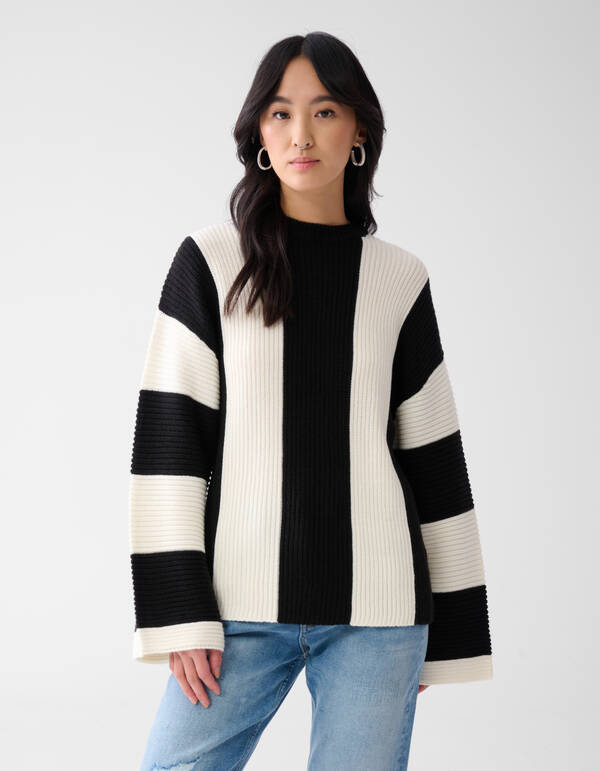 Streifen-Pullover Schwarz/Weiß SHOEBY WOMEN