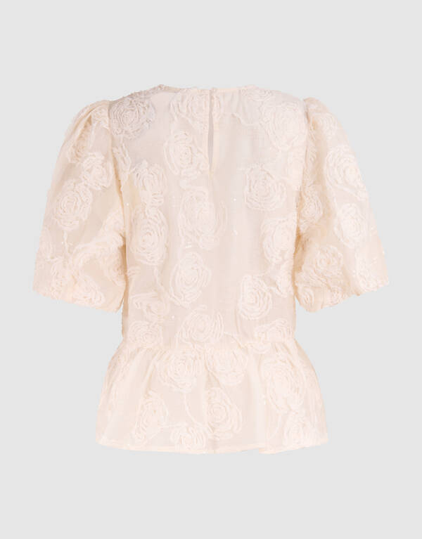 Gebl&uuml;mtes Pailletten-Top Off White SHOEBY WOMEN