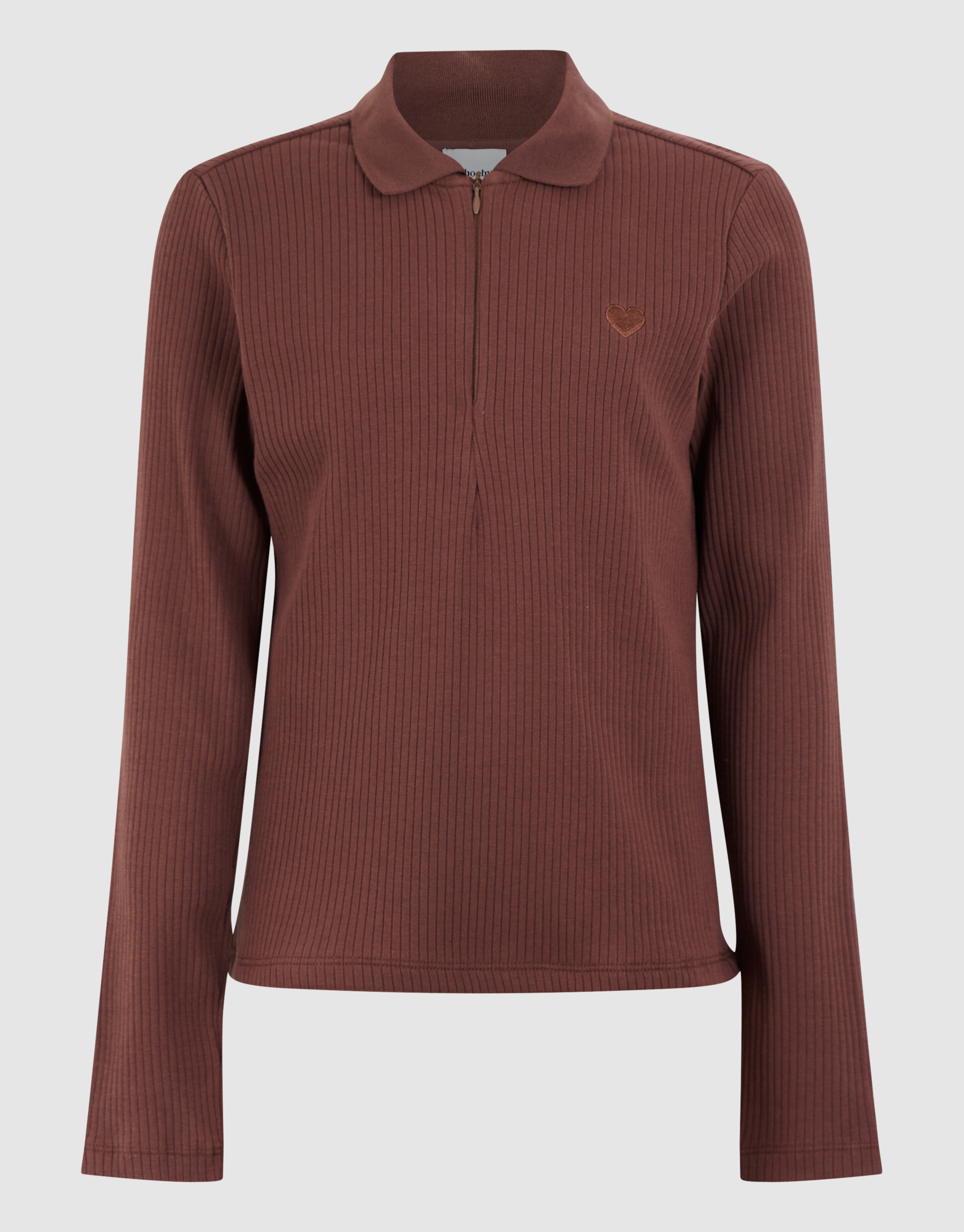 Collar Zip Longsleeve Top Donkerbruin SHOEBY GIRLS