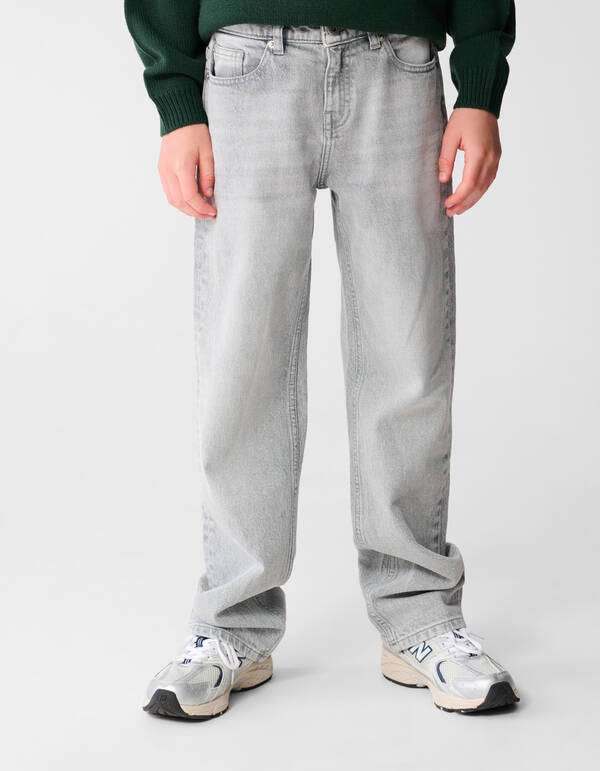 Baggy Fit Jeans Hellgrau SHOEBY BOYS
