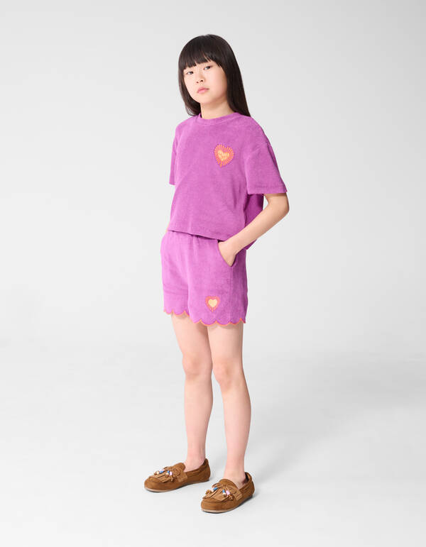 Frottee-Top mit Herz Lila SHOEBY GIRLS