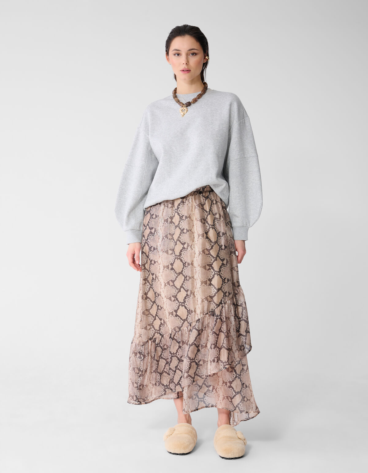 &Uuml;bergro&szlig;er Pullover mit gro&szlig;en &Auml;rmeln Hellgrau SHOEBY WOMEN